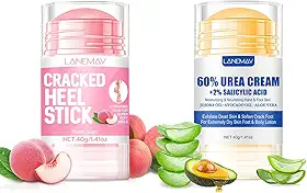 Creme Reparador Para Mãos E Pés, Bálsamo Em Bastão Com Aroma De Pêssego Para Calcanhares Rachados + Creme Em Bastão Com Ureia, Creme Para Mãos E Pés Para Calosidades E Pés Ressecados, Mãos