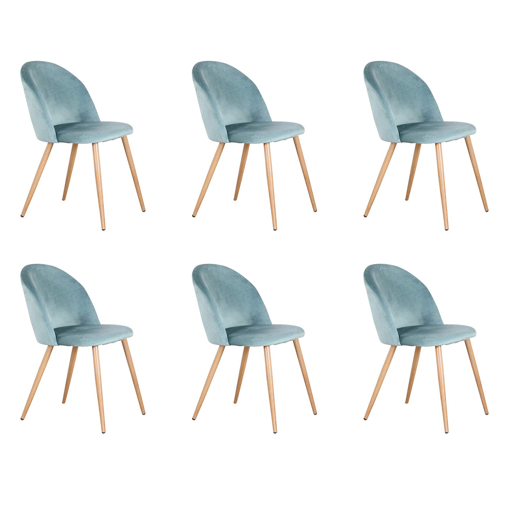 BenyLed Juego de 6 Sillas de Comedor Tapizadas con Respaldo de Asiento de Terciopelo Suave y Patas de Metal Ajustables de Madera (Verde)