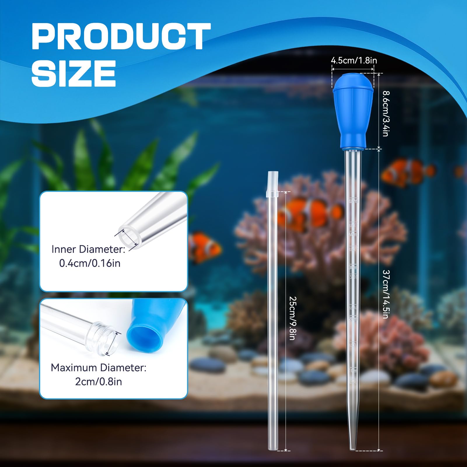 Siringa di tacchino extra lunga da 70 cm per acquari, 50 ml, sifone per la pulizia dell'acquario, rimozione dei rifiuti per acquari, aspirazione mulm per acquari