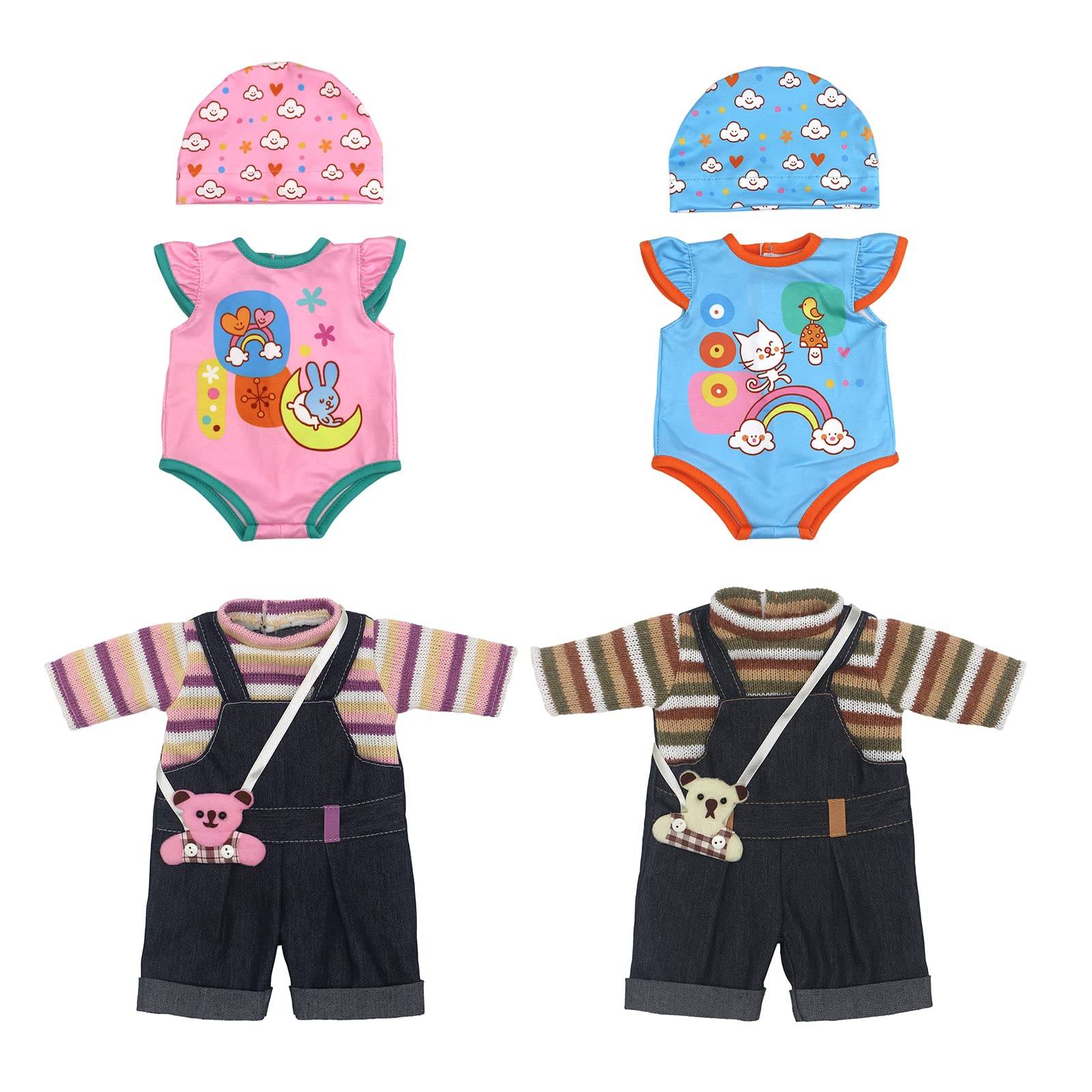 AISITE Baby Dolls Clothes 16 inch - Cute Dress Outfits Costume for 16-18 inch Reborn Baby Doll Boys and Girls (F)
