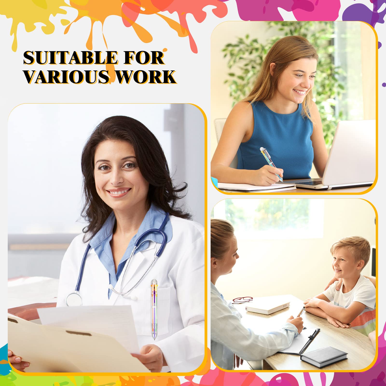 Handepo 360 Pcs 6 in 1 Multicolor Pen Bulk 0 5 mm 6 Colors Retractable Colorful Ink Rainbow — view 5