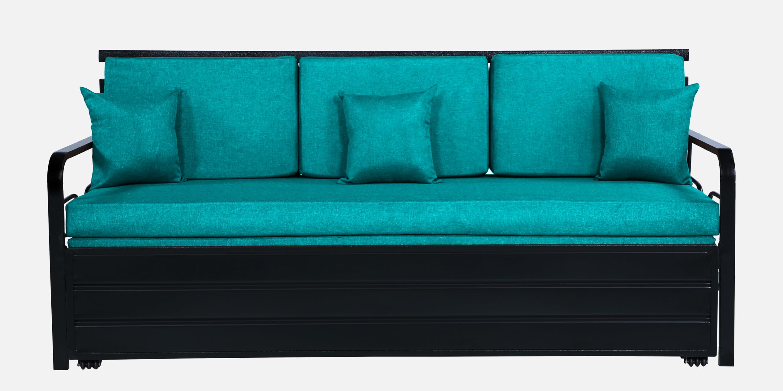 3 Seater Metal Sofa Cum Bed with Hydraulic Storage | Sofa Set for Living Room, Guest Room, Bedroom| King Size Convertible Sofa Bed Comfortable Seating RI_Sea Blue_King_D9-image-32