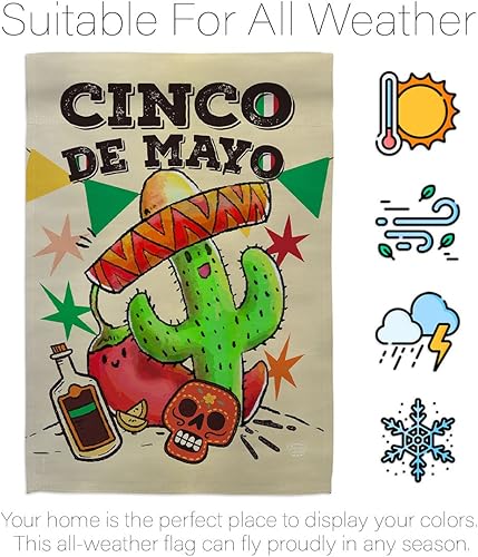 Miniatura 6 de Bandera de El Cinco de Mayo para casa, fiesta mexicana de verano, cactus piñata, exterior verano, soleado, pancarta decorativa pequeña para jardín,