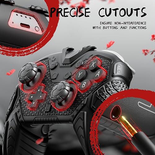 Vista 4 de PlayVital Funda de silicona para Nintendo Switch 2 Pro Controller - Samurai Armor Edition Funda de silicona para controlador Switch 2 Pro con tapas