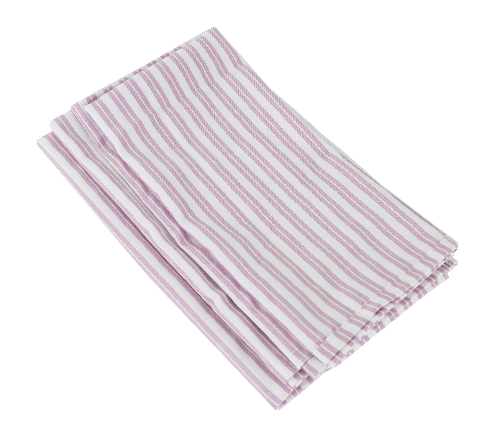 Fennco Styles Classic Striped 20 x 20 Inch Cloth Napkins, Set of 4 - Pink Dinner Napkins for Banquets, Everyday Use, Family Gathering, Special Events and Home Décor