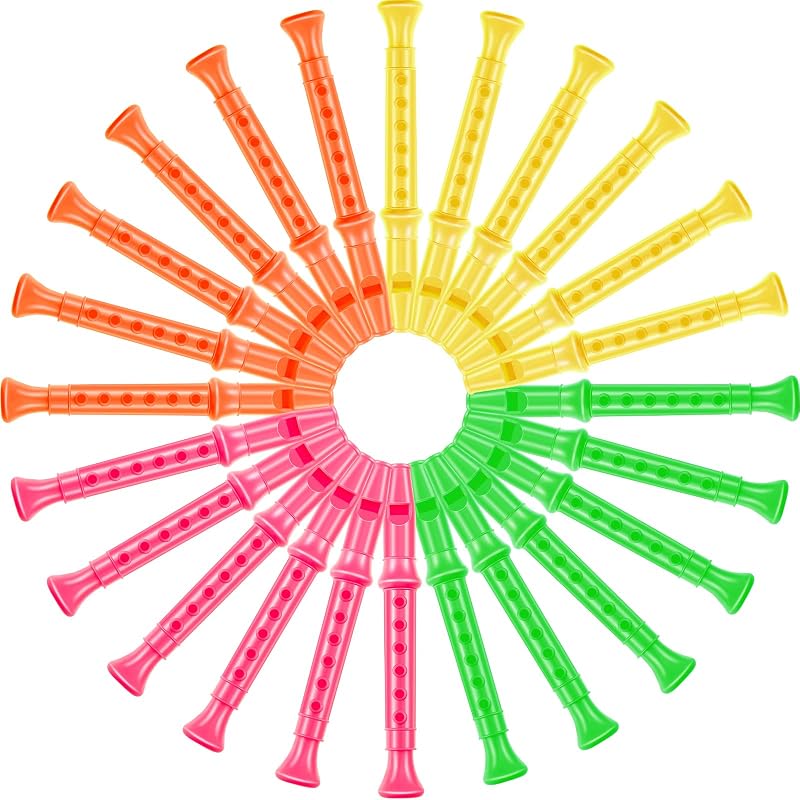 48 Piezas Grabadoras de Plástico de 6 Orificios, Instrumento para Niños Grabadora Flauta Musical Instrumentos Musicales Juguete para Música Favores de Fiesta Suministros Regalos para Principiantes Rendimiento Escolar, Color Mezclado