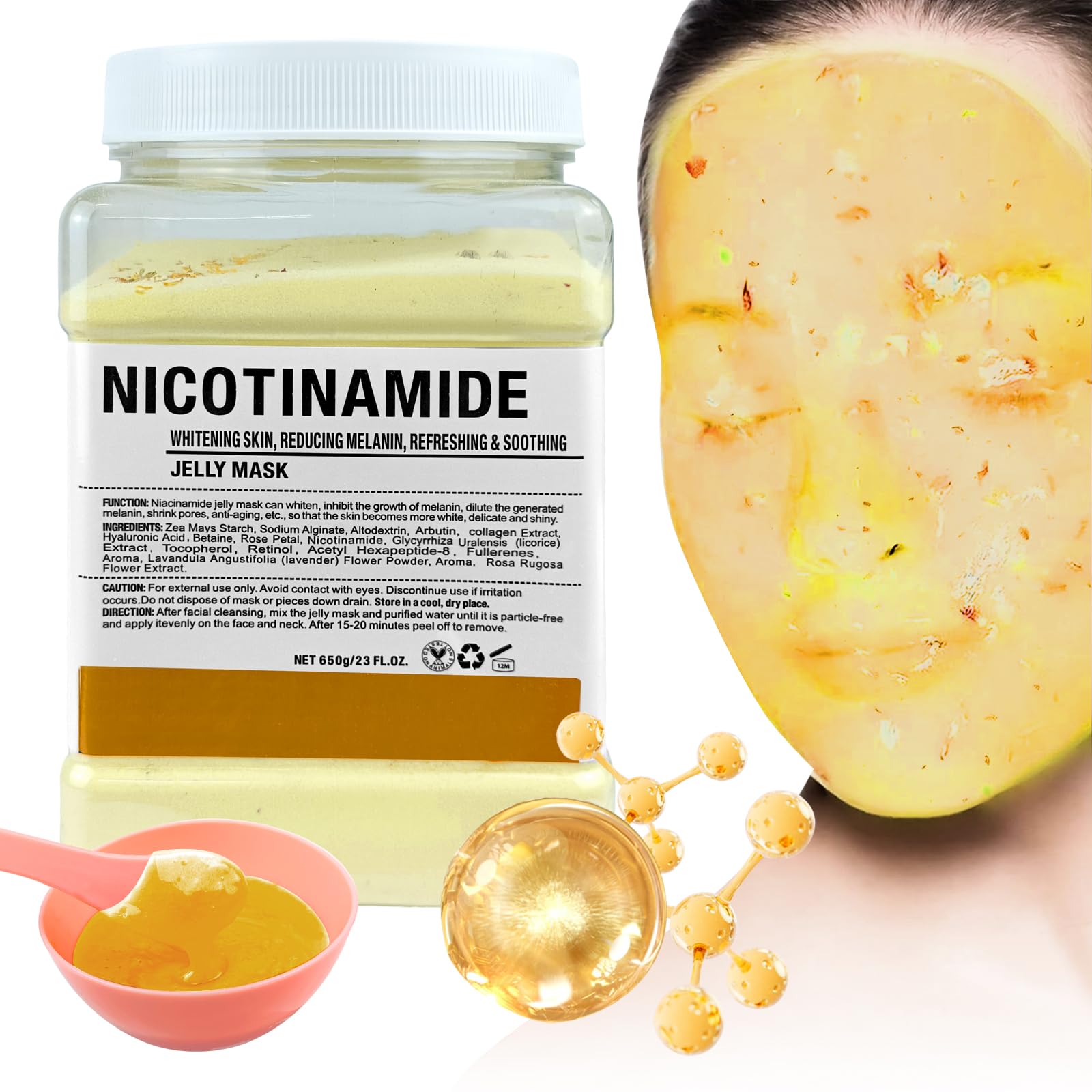 Jelly Mask for Facials Professional, Hydrating & Moisturizing Peel-Off Natural Gel Face Mask SkinCare, Professional Spa Use Jelly Face Masks, Deep Hydration & Glow 23 Fl Oz (Nicotinamide)