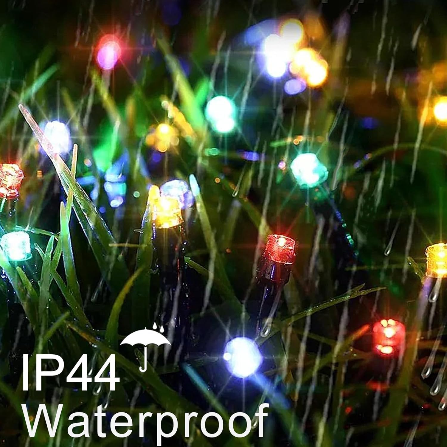 Cadena de luces con pilas, 200 ledes, 20 m, cadena de luces LED para exterior e interior, con temporizador, 9 modos, funciona con pilas, para Navidad, jardín, cable verde, impermeable
