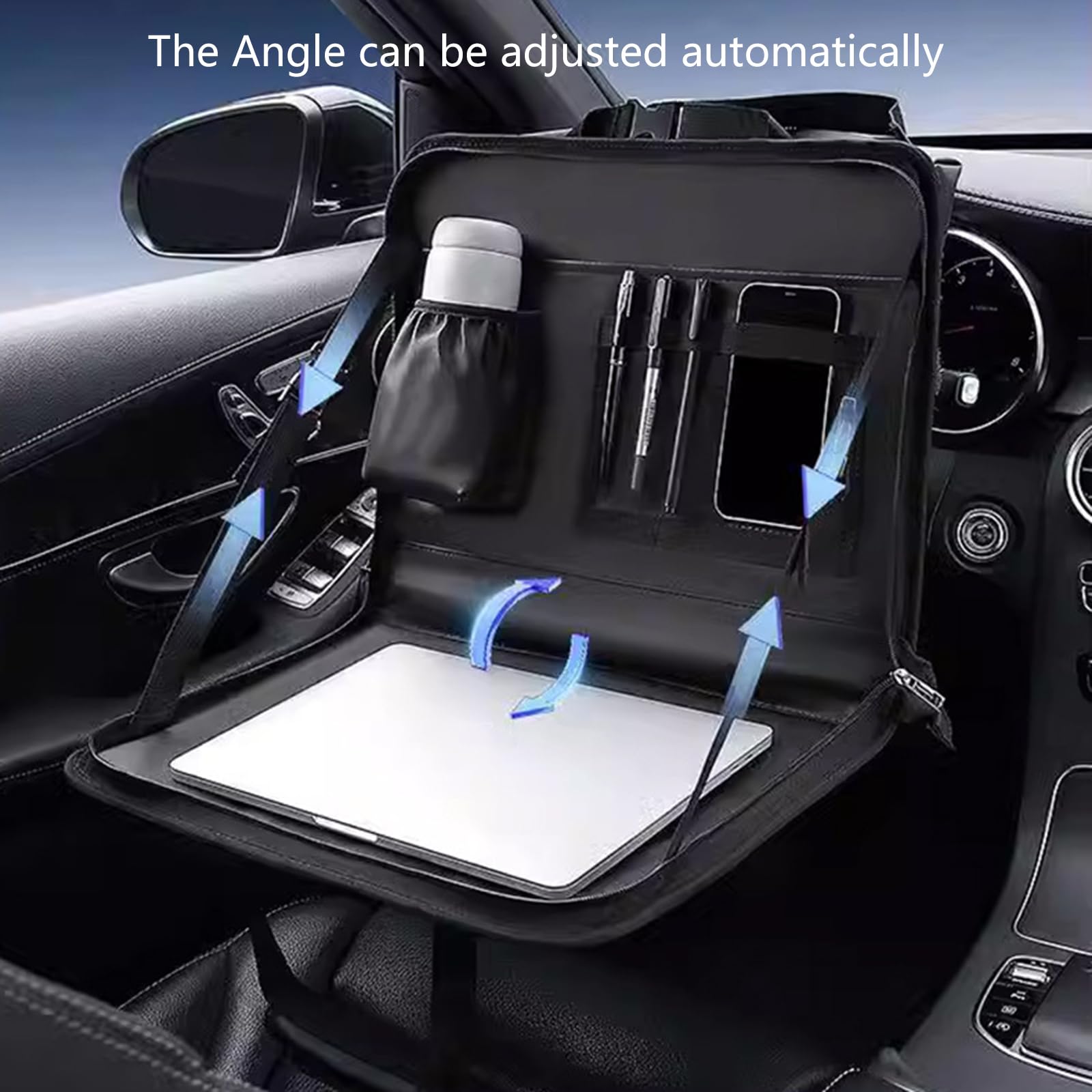 Bandeja plegable para alimentos para automóvil con superficies antideslizantes, bandeja de gran capacidad para viajes familiares y actividades al aire libre, accesorios de viaje para