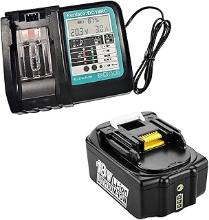 BL1850B 18V 5.0Ah Battery and Charger DC18RC with LED Replacement for Makita 18V Batteries BL1850B BL1830B BL1840B RMB100 BMR107 DMR106 DMR112 DMR200 BDF454Z BHP452 BML184 BML185