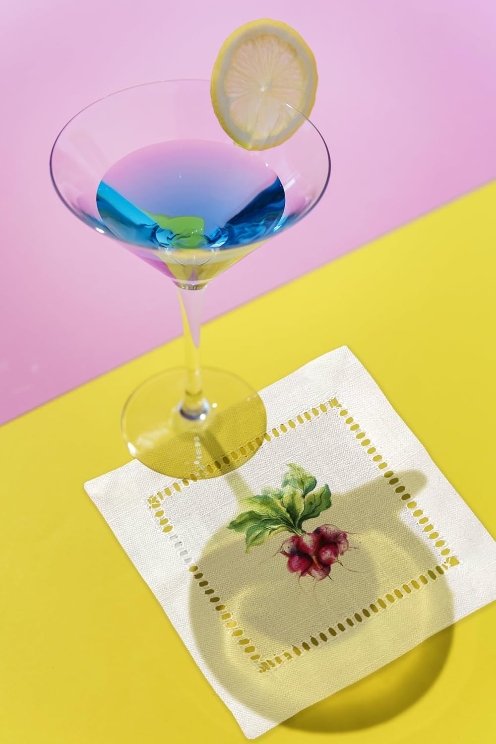 Jolitee Decorative Hemstitch Cocktail Napkins, 6"x6" Washable Linen-Like Cloth Napkins, Handmade for Entertaining and Everyday Use (Watercolor Veggies)