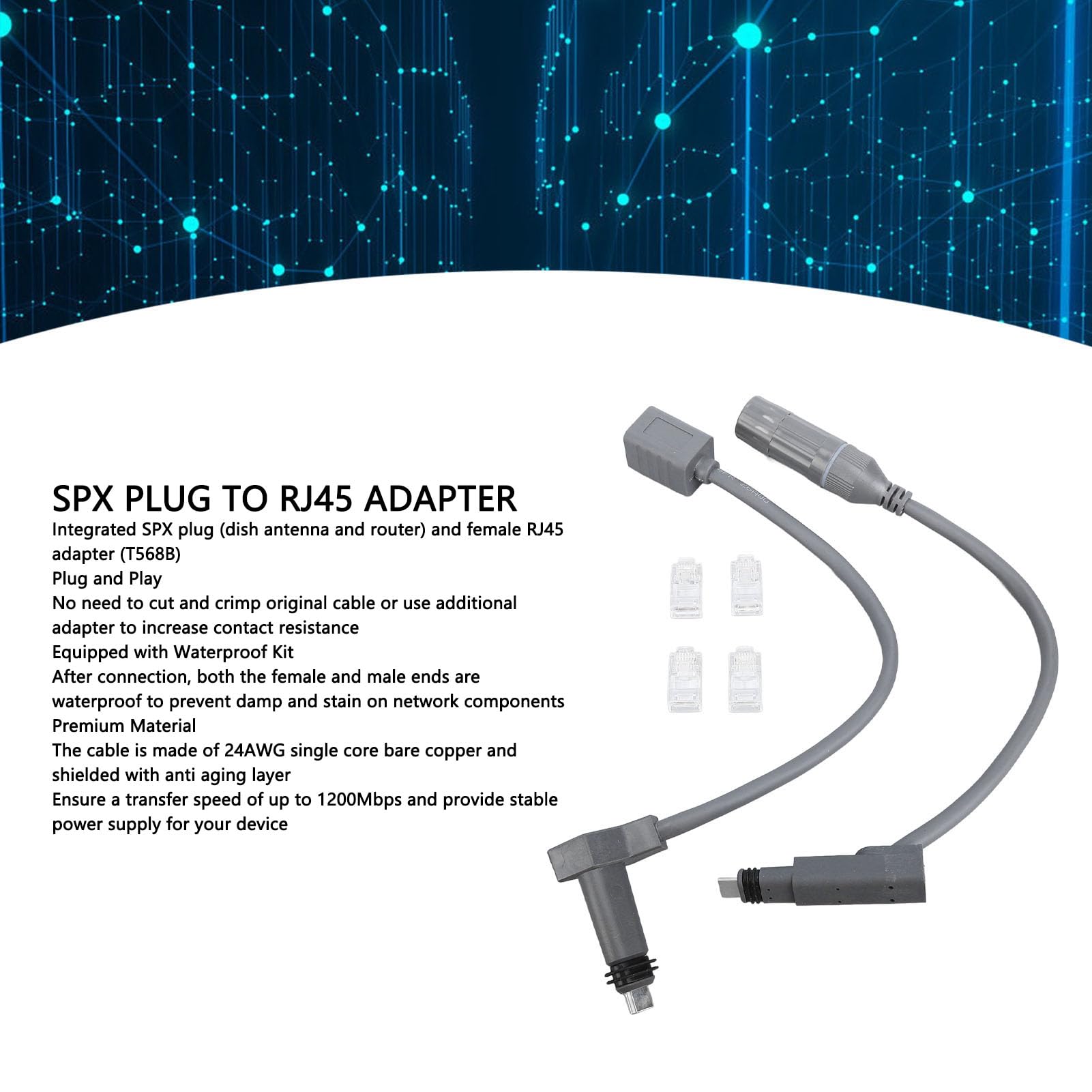 Adaptateur Prise SPX vers RJ45, Conception de Câble étanche
