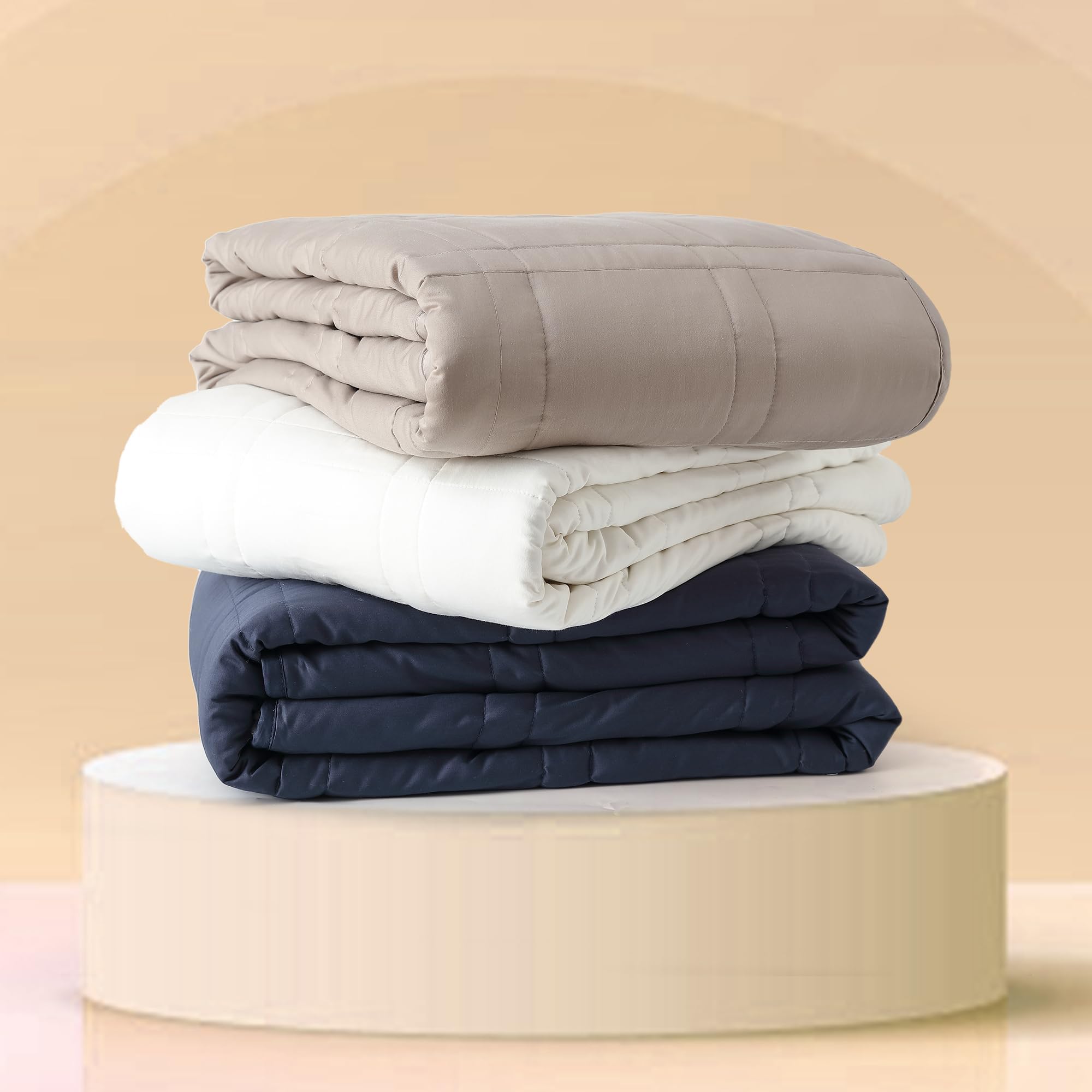 - Baloo Weighted Blanket for Adults 12 lb Throw (Pebble White, 42"x72") | Cool & 100% Cotton | Machine Washable & Dryer Safe | Glass Microbead Fill