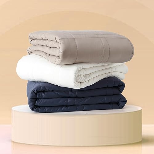 Baloo Weighted Blanket for Adults 12 lb Throw (Pebble White,