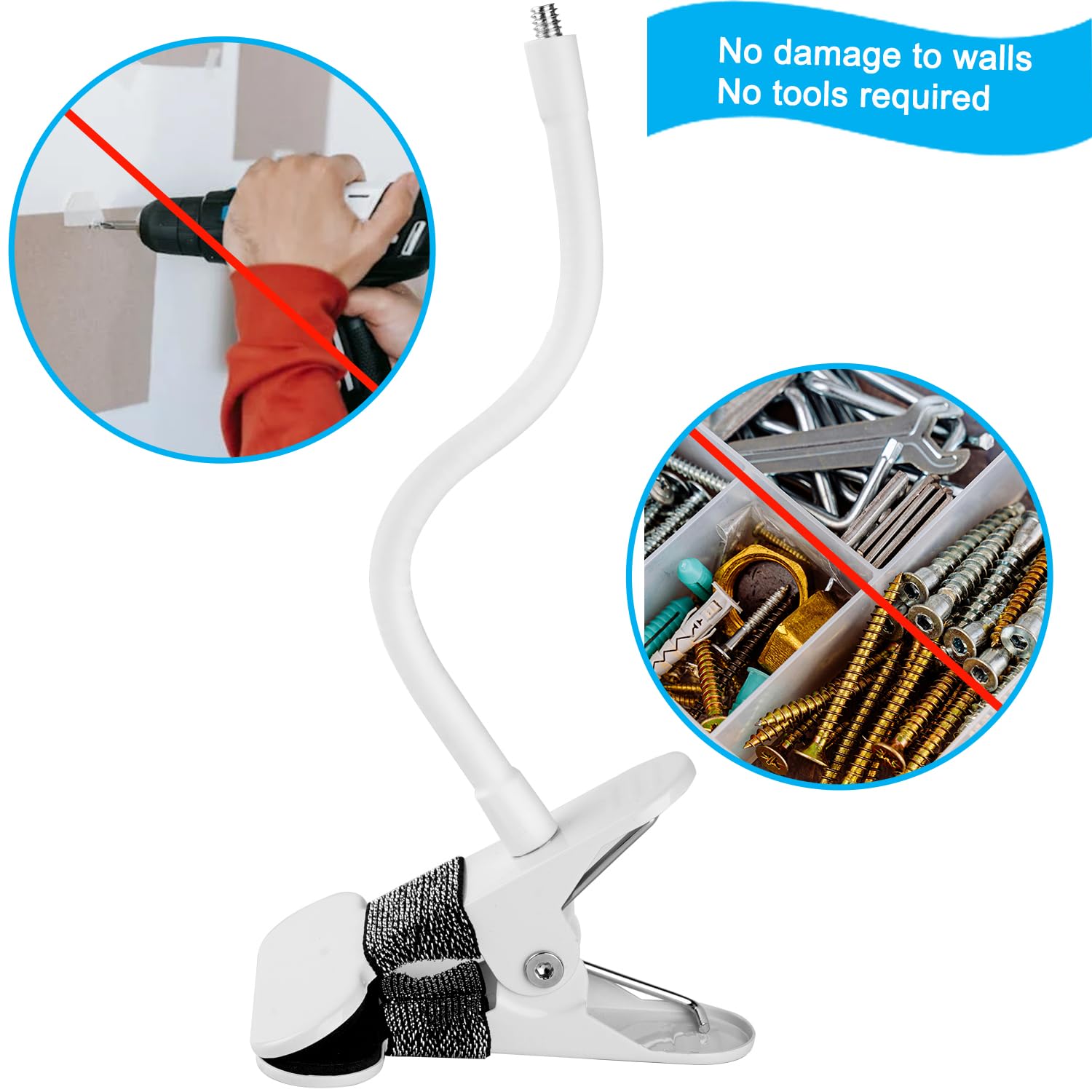 Elastyczny zacisk do monitorowania niemowląt kompatybilny z HelloBaby HB6550/HB65/HB66/HB248, ANMEATE SM935E, iFamily 43E, Kidsneed SM935, uchwyt na aparat Hellobaby bez narzędzi lub uszkodzeń ściany