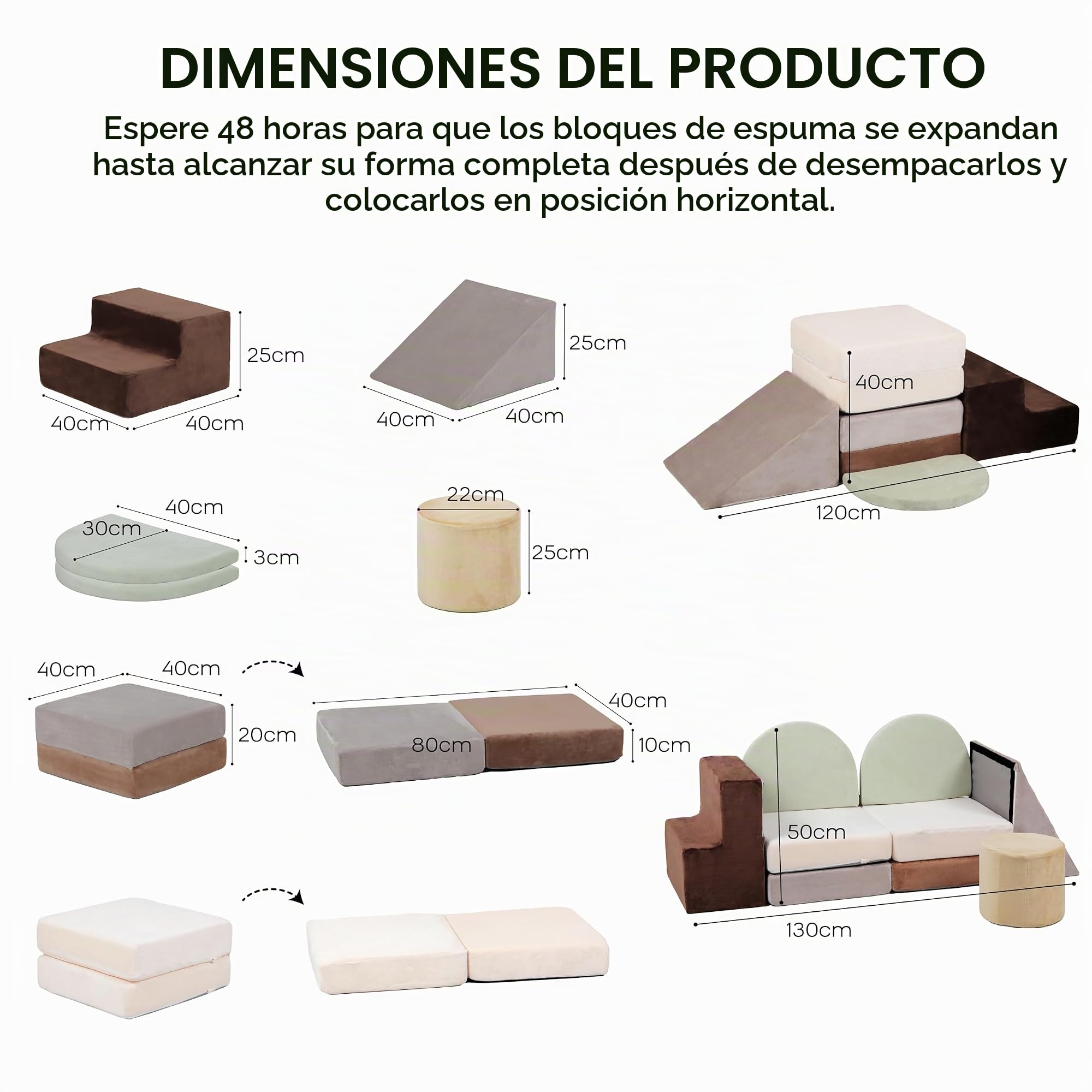 BanaSuper Bloques de Espuma para Escalada Bebés, Gimnasio para Bebé con Colchoneta, Juego Motricidad, Escalador Blando y Bloques Psicomotricidad, Certificado EN71 Juguete Montessori Interior