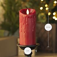 Vista 8 de Luminara - Vela LED sin llama con goteo de cera, burdeos 3.4" x 4.5", función de temporizador, pila de cera real, funciona con batería, sin perfume