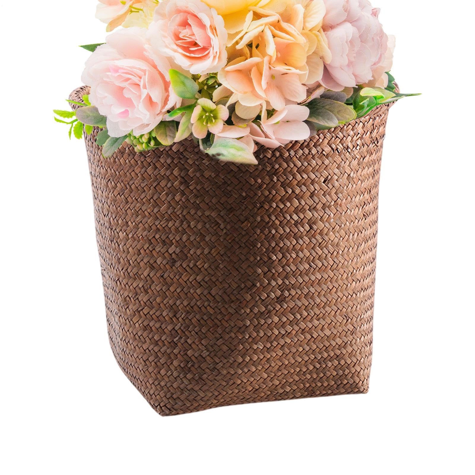 Basket Storage Box Kitchen Natural Seaweed Weaving - Handwoven Bin,Stylish and Durable Organizer