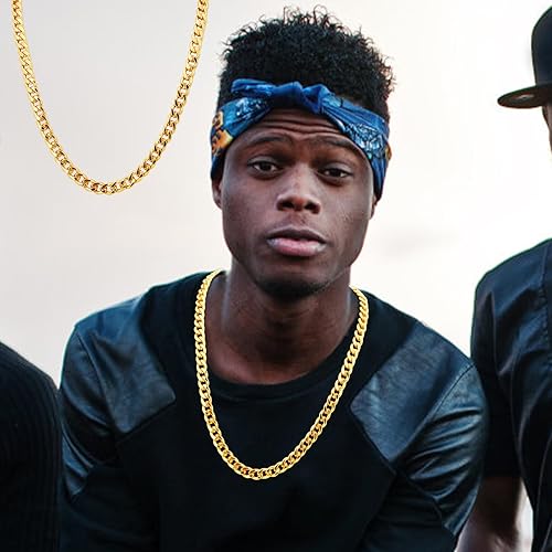 Gold Chain, 24" Gold Necklace, Fake Gold Chain for Men, Feel Real Solid 18k Gold Plated Fake Chain Necklace 24 Inch 10MM