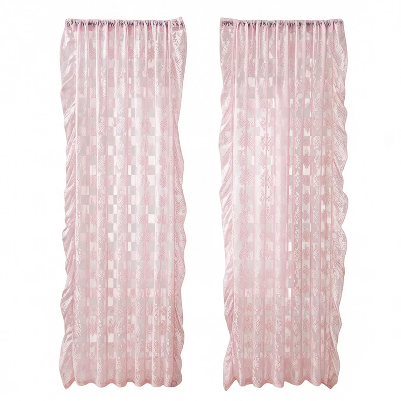 Kaeltsyn 2Pcs Lace Window Drape Breathable Polyester Fabric Easy Hanging Privacy Polyester Curtains 140X160Cm Multiple Curtains