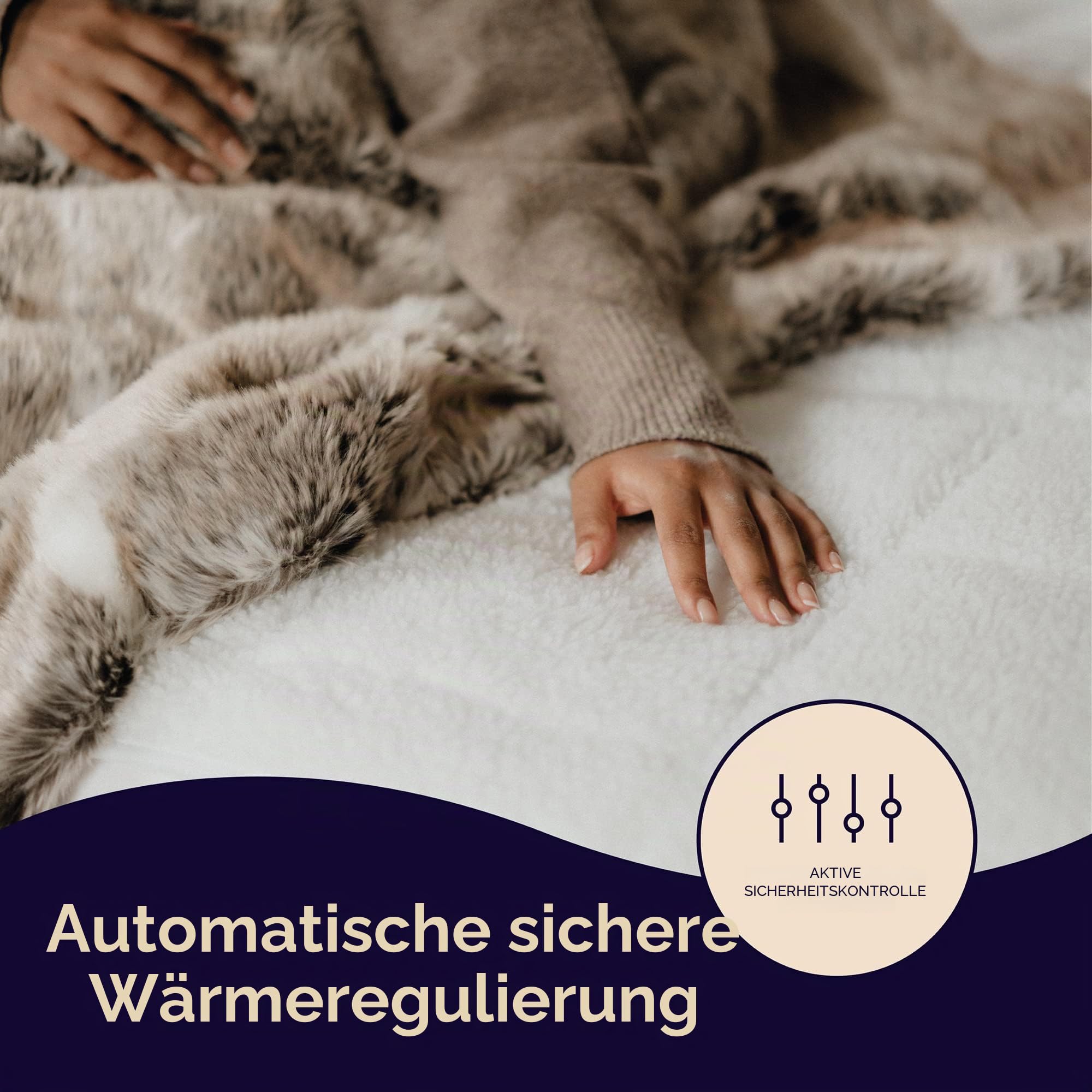 Dreamland Hunker Down Scandi Sherpa elektrische Unterdecke für Doppelbetten (Intelliheat Plus Fast Heat, maschinenwaschbar, 190 x 137 cm, 1 abnehmbare Steuerung, 6 Temperaturen und automatischer