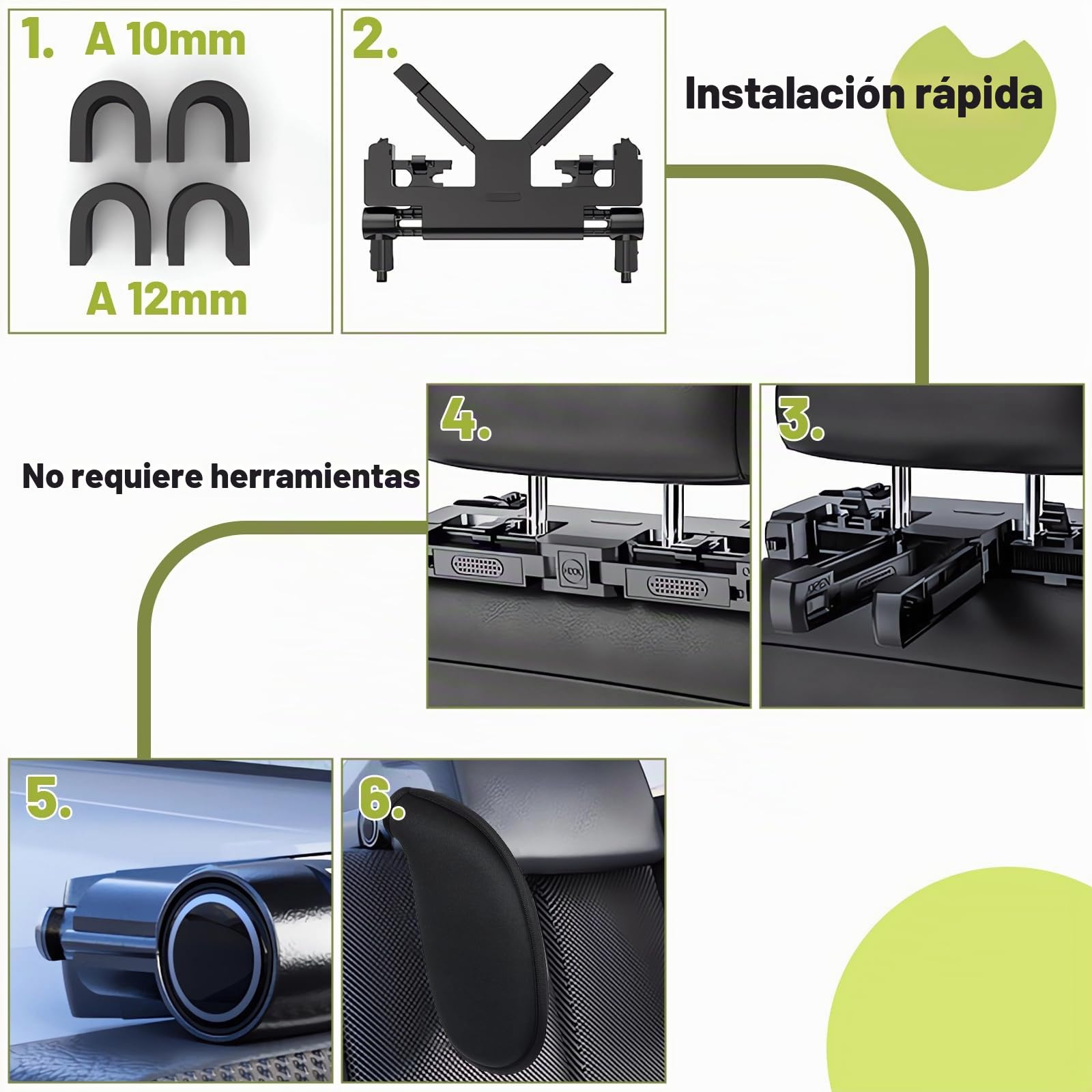 Reposacabezas Regulable Auto para Niños & Adultos | Espuma viscoelástica, regulable y ergonómica – soporte ideal para viajes largos en coche