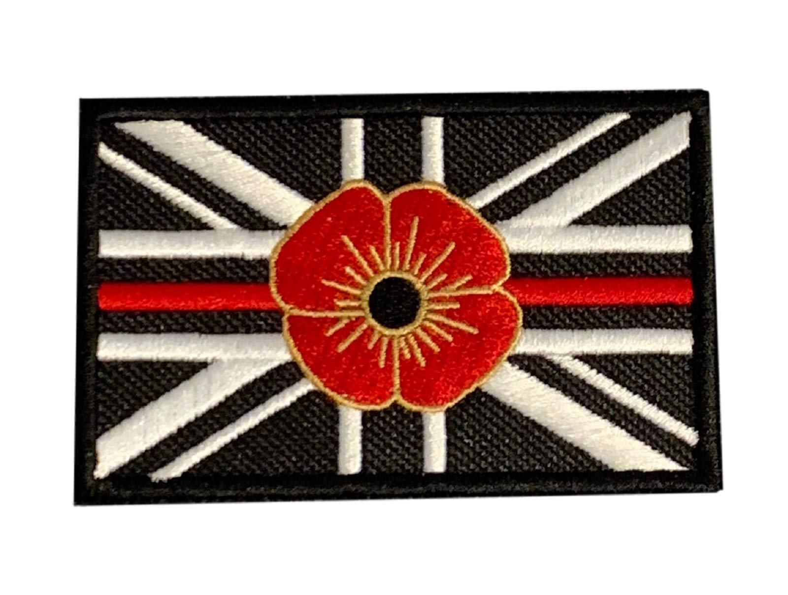 Smartbadge® Poppy Thin Red Line Remembrance Day Embroidered Sew or Iron on Patch Badge (A)