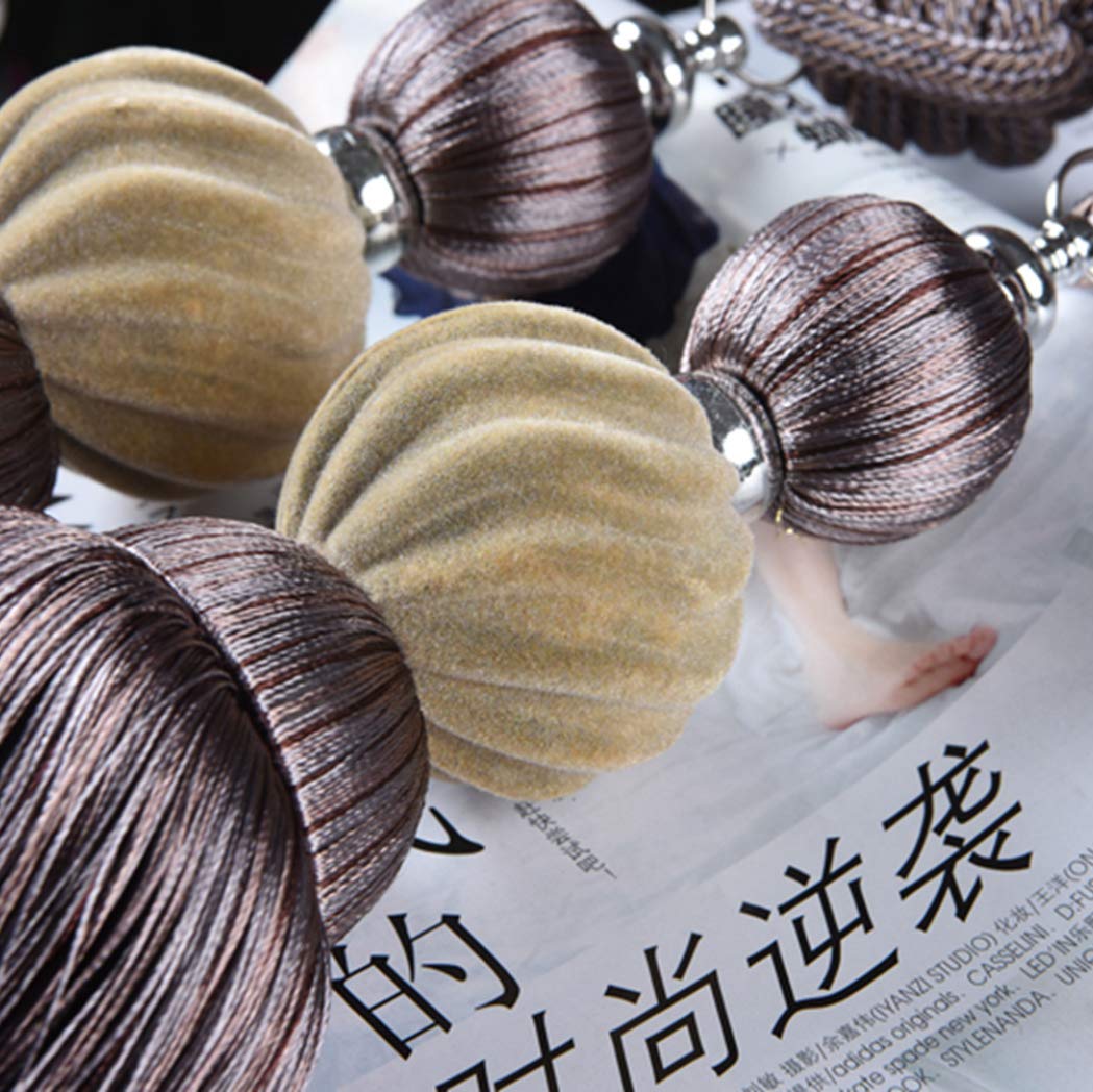 1 paire d'embrasses de rideaux à pompons uniques en forme de citrouille à suspendre (gris foncé)