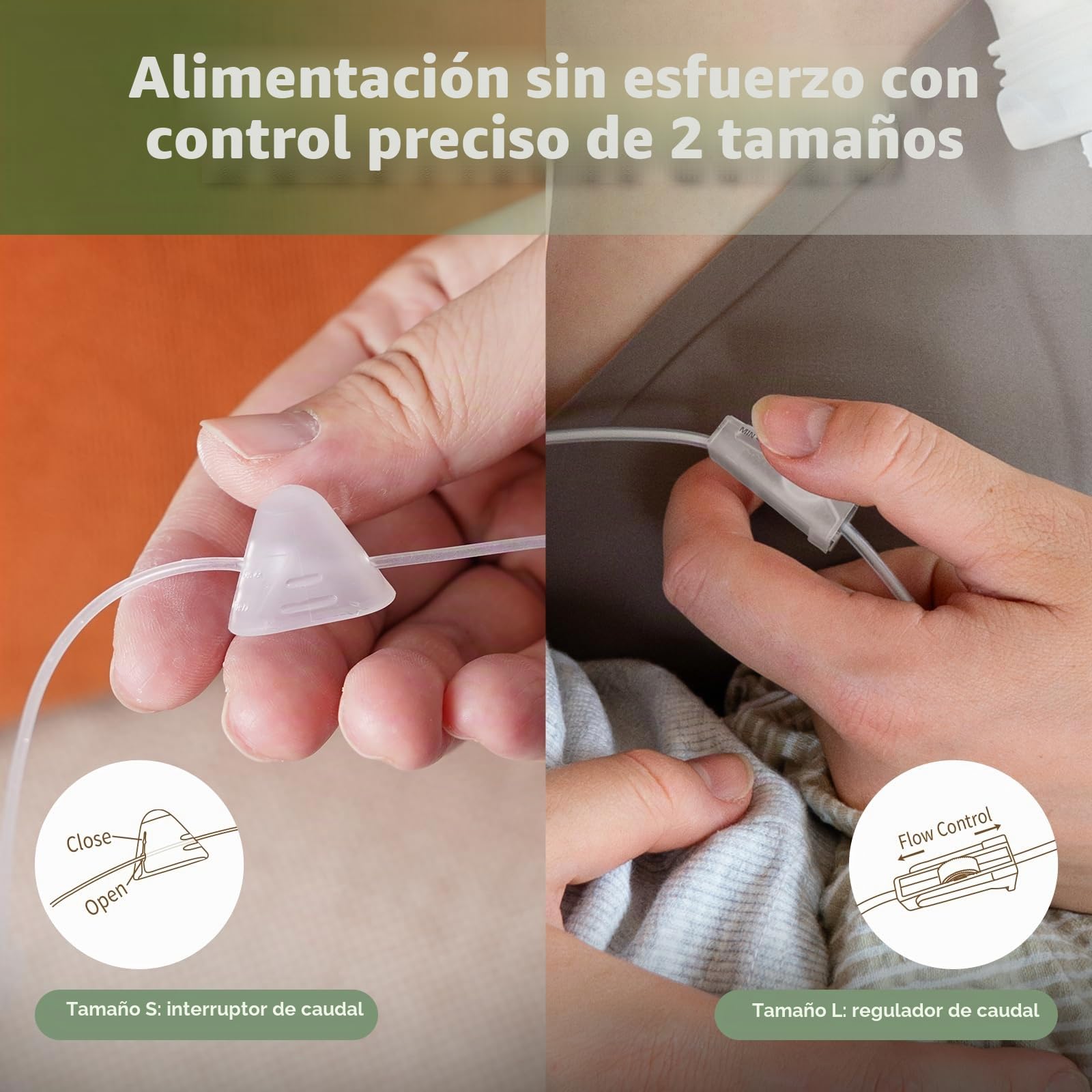 haakaa Sistema de lactancia suplementario para bebés para lactancia, juego de tubo de alimentación de silicona y bolsa, suplemento para el pecho con control de flujo de doble tubo, silicona de grado