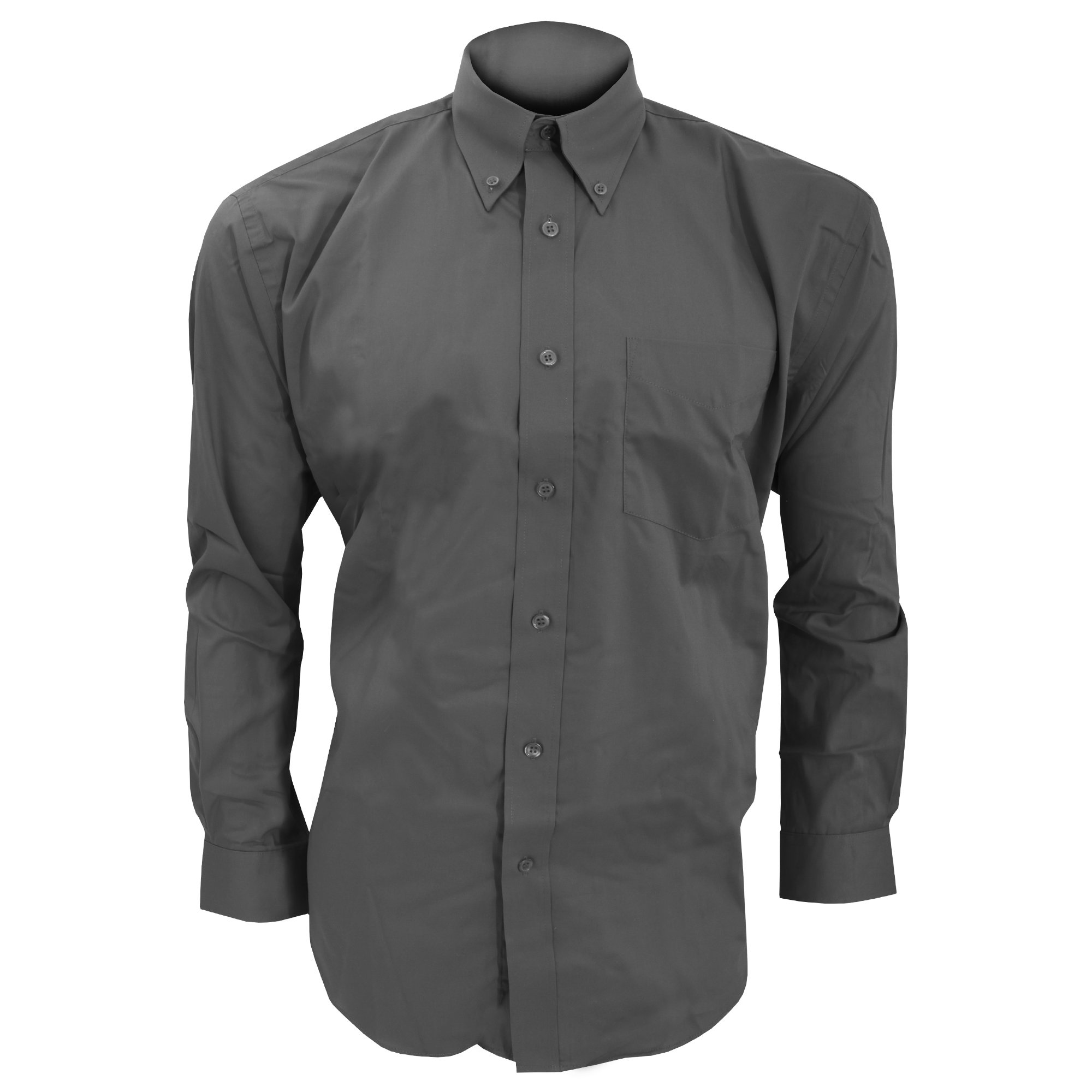 Kustom Kit Mens Oxford Shirt with Button-Down Collar, Charcoal, 21inch
