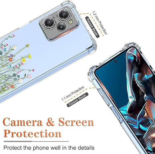 Miniatura 9 de Funda para teléfono Redmi Note 12 Pro Speed, Poco X5 Pro 22101320G con protector de pantalla, funda transparente con patrones de jardín de flores,