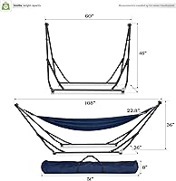 Vista 2 de Tranquillo UniGen Hammock, Hammock with Stand Heavy Duty Indoor/Outdoor Hammock with Signature Steel Stand, 600lbs Premium Foldable, Durable Aegean