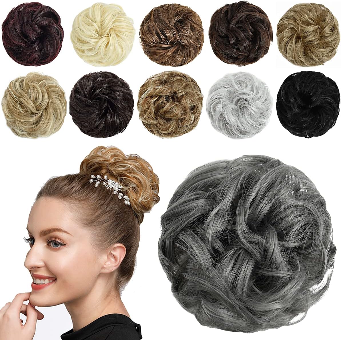 SHEDOWIG Messy Bun Hair Piece Scrunchies Hair Bun Extensions for Women Synthetic Updo Chignon Hairpiece