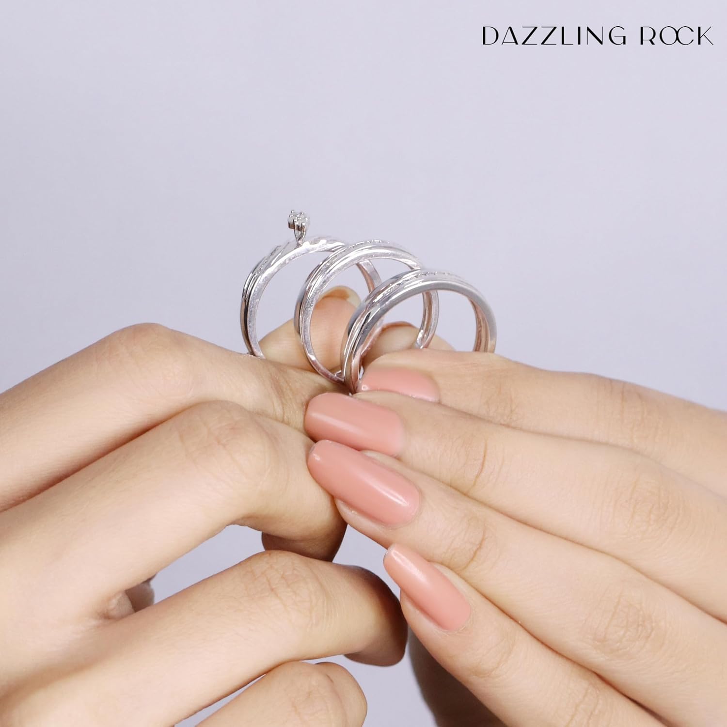 Dazzlingrock Collection 0.45 Ctw Round White Natural Diamond Marquise Wedding Trio Ring Set for Men & Women in 925 Sterling Silver