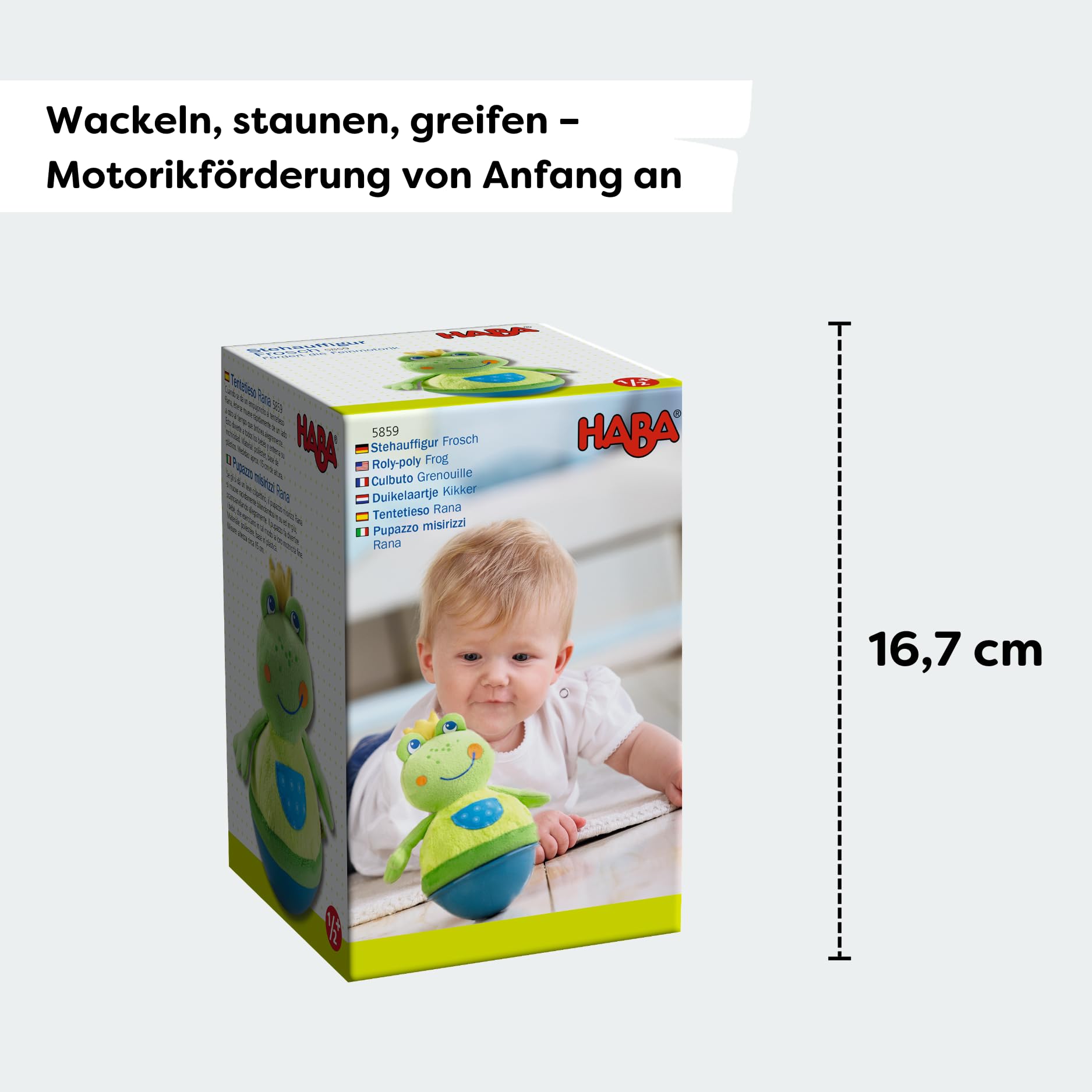 Haba 302837 grijpfiguur regenboogworm, peuterspeelgoed