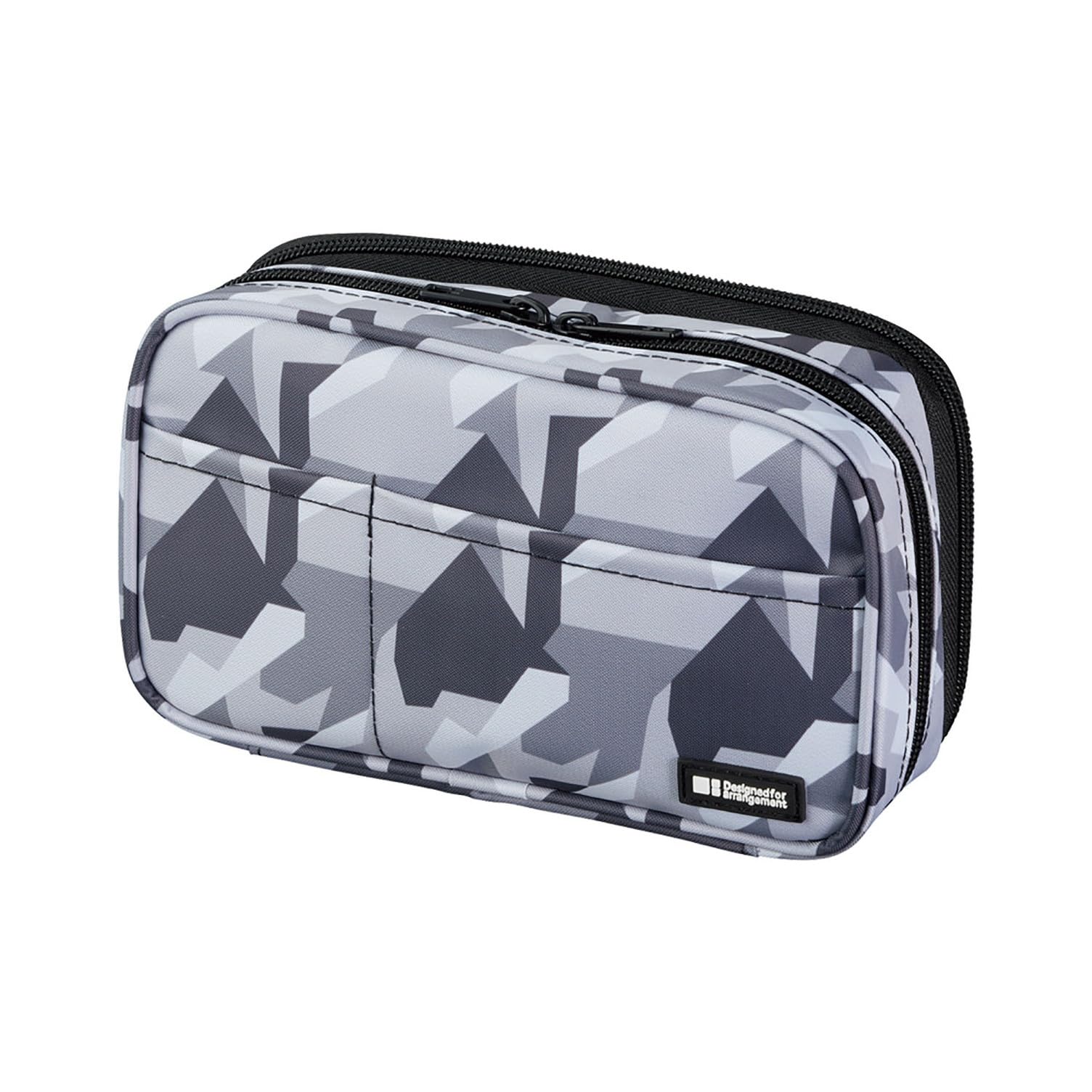 LIHIT LAB Large Capacity Double Zipper Pencil Case For School Office College, Big Capacity 6 Compartments Pencil Bag Holder Adults Teen Boys Girls, Travel Cosmetics Storage, Ice Gray Camo (A7555-135)