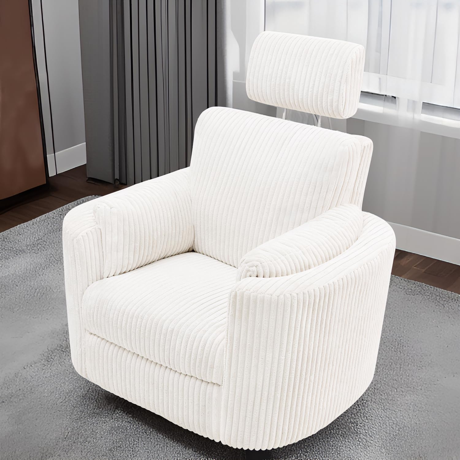 Zenosyne Power Swivel Recliner Rocking Chair Nursery Glider Rocker with Headrest, USB and Type-c Port, Corduroy Electric Reclining Sofa Chair Arm