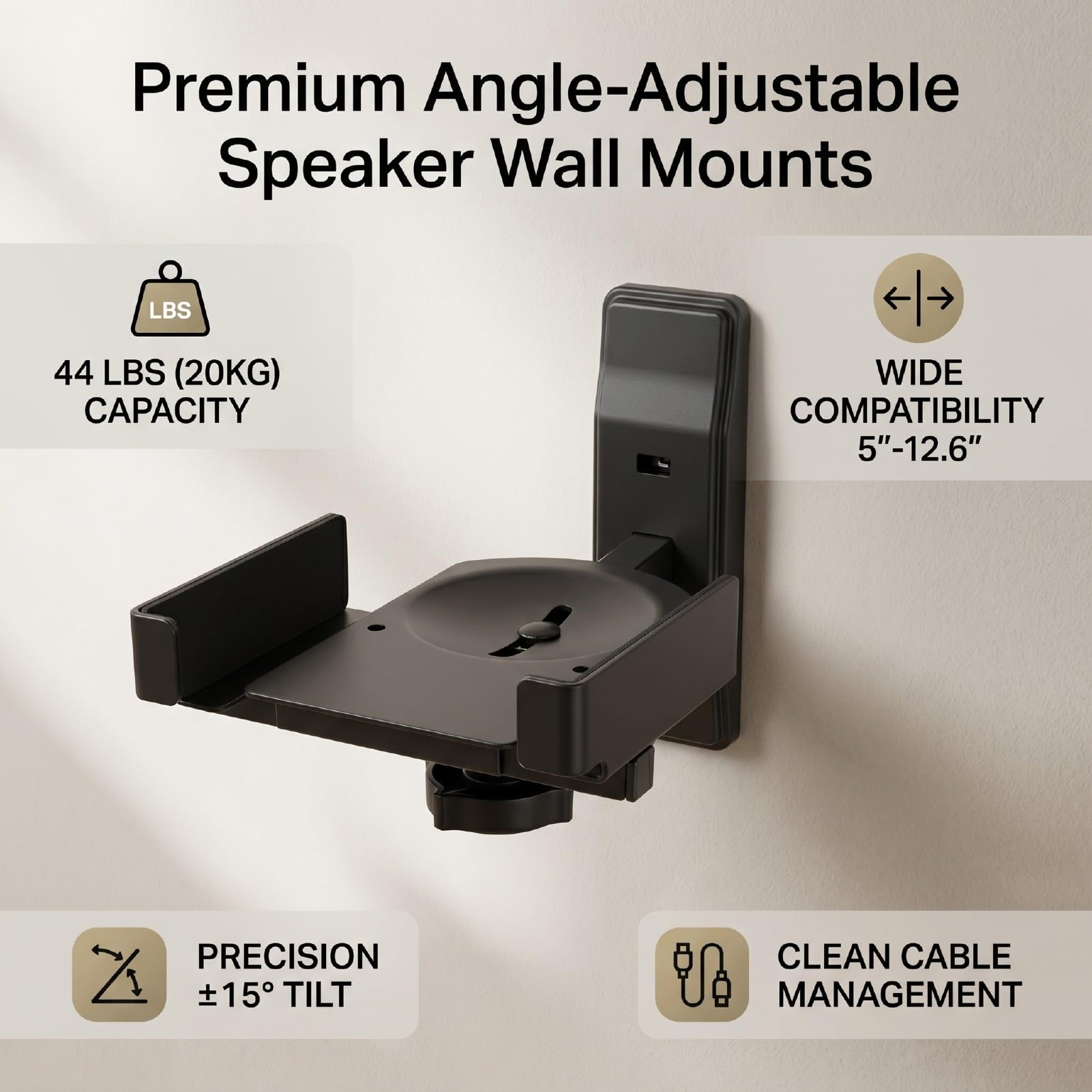 Goshyda 2 Soportes de Montaje en Pared para Altavoces R-40M R-41M RP-600M II, Soporte Flexible Ajustable para Altavoces de Estantería de hasta 44 Libras, para Cine en Casa
