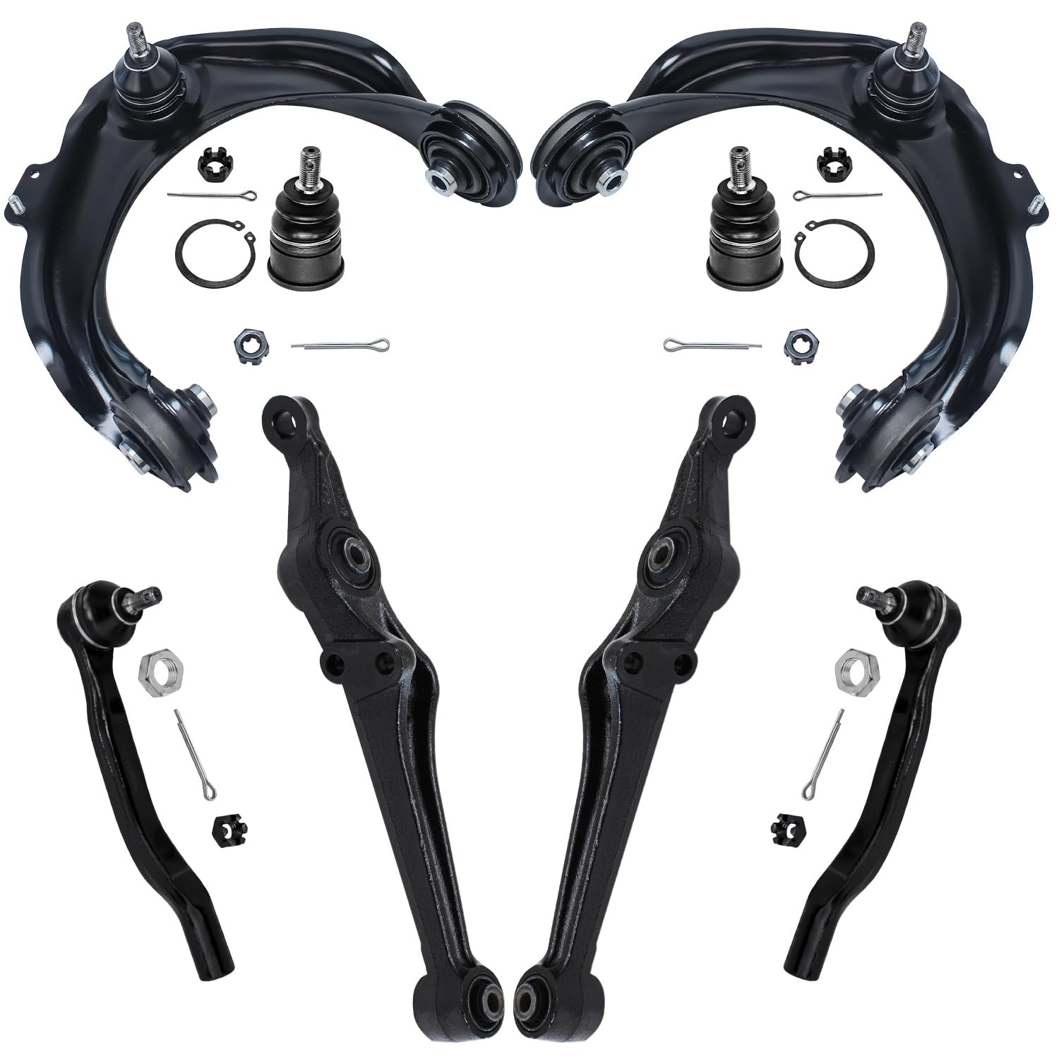 Detroit Axle - Front Upper &amp; Lower Control Arms Ball Joints Outer Tie Rods