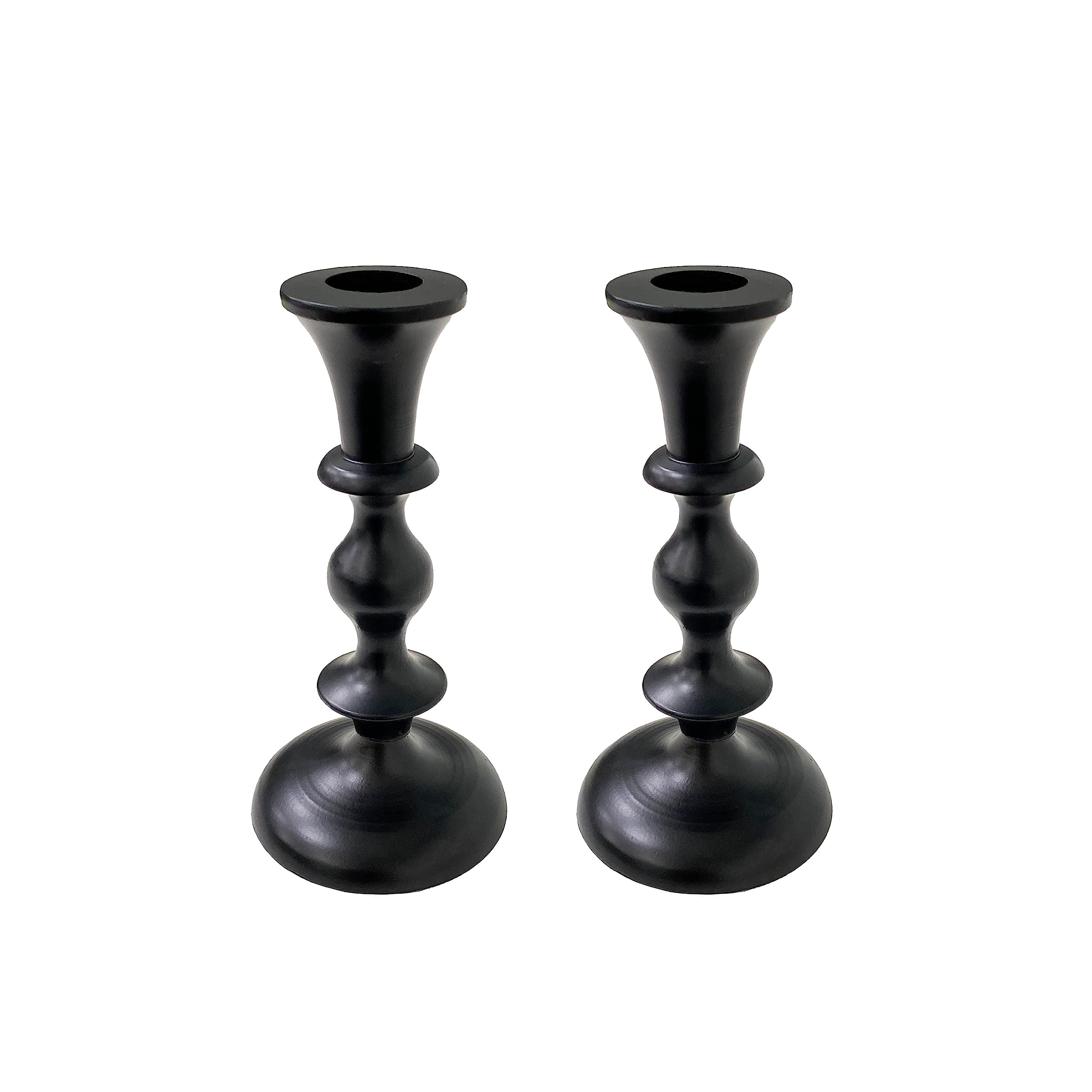 Black Candle Holders Set of 2 Decorative Centerpiece Table Candlesticks Holders for Taper Candles Home Decor Easter Candle Holders for Dinner Party Wedding Decorations