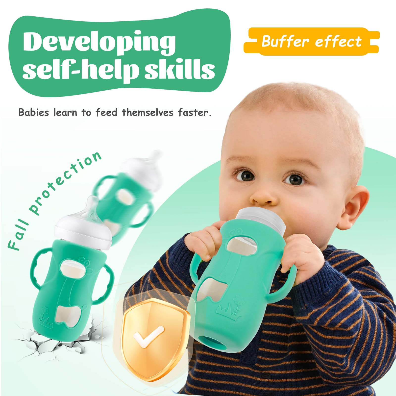 Confezione da 5 manici in silicone per biberon Avent Natural in vetro Baby Bottle Protective Cover senza BPA, diametro esterno compatibile con biberon