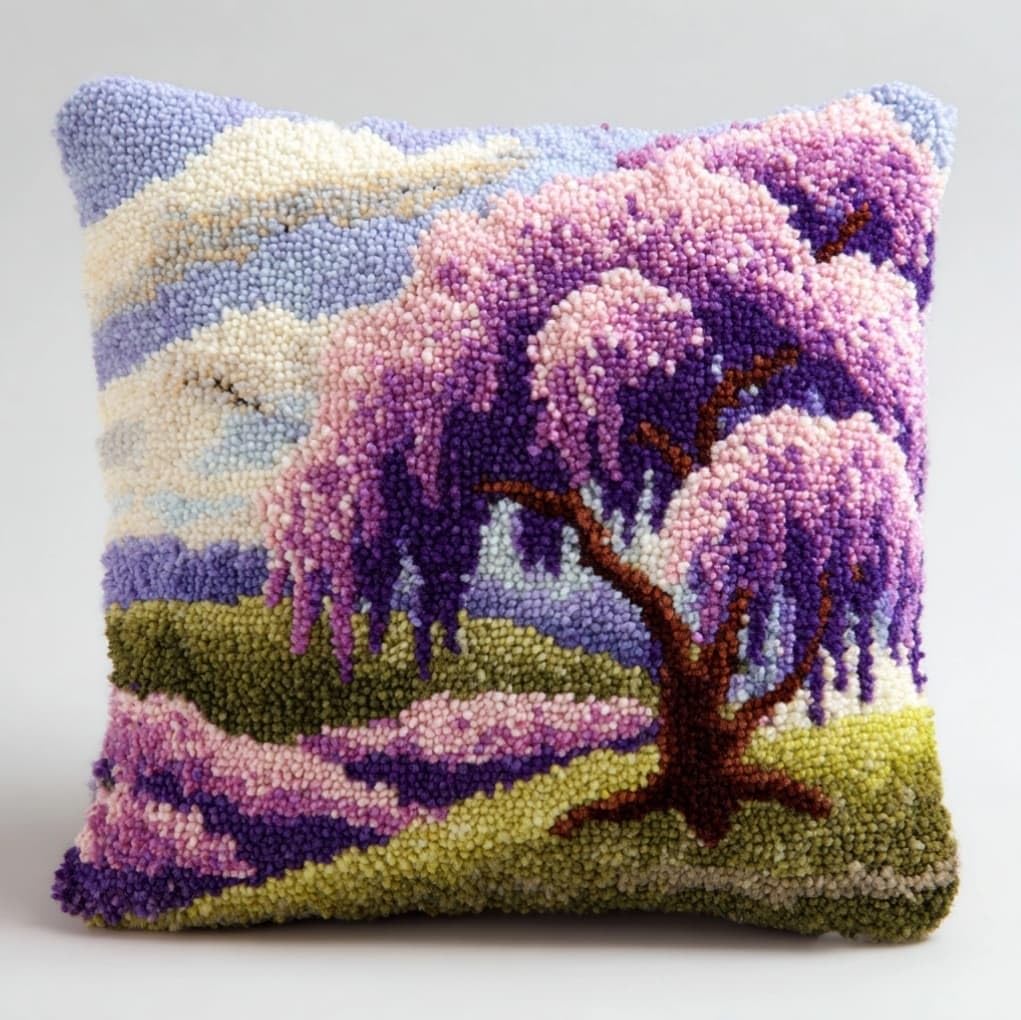 Axiangzik Wisteria Pre-Printed Latch Hook Cushion Kits,