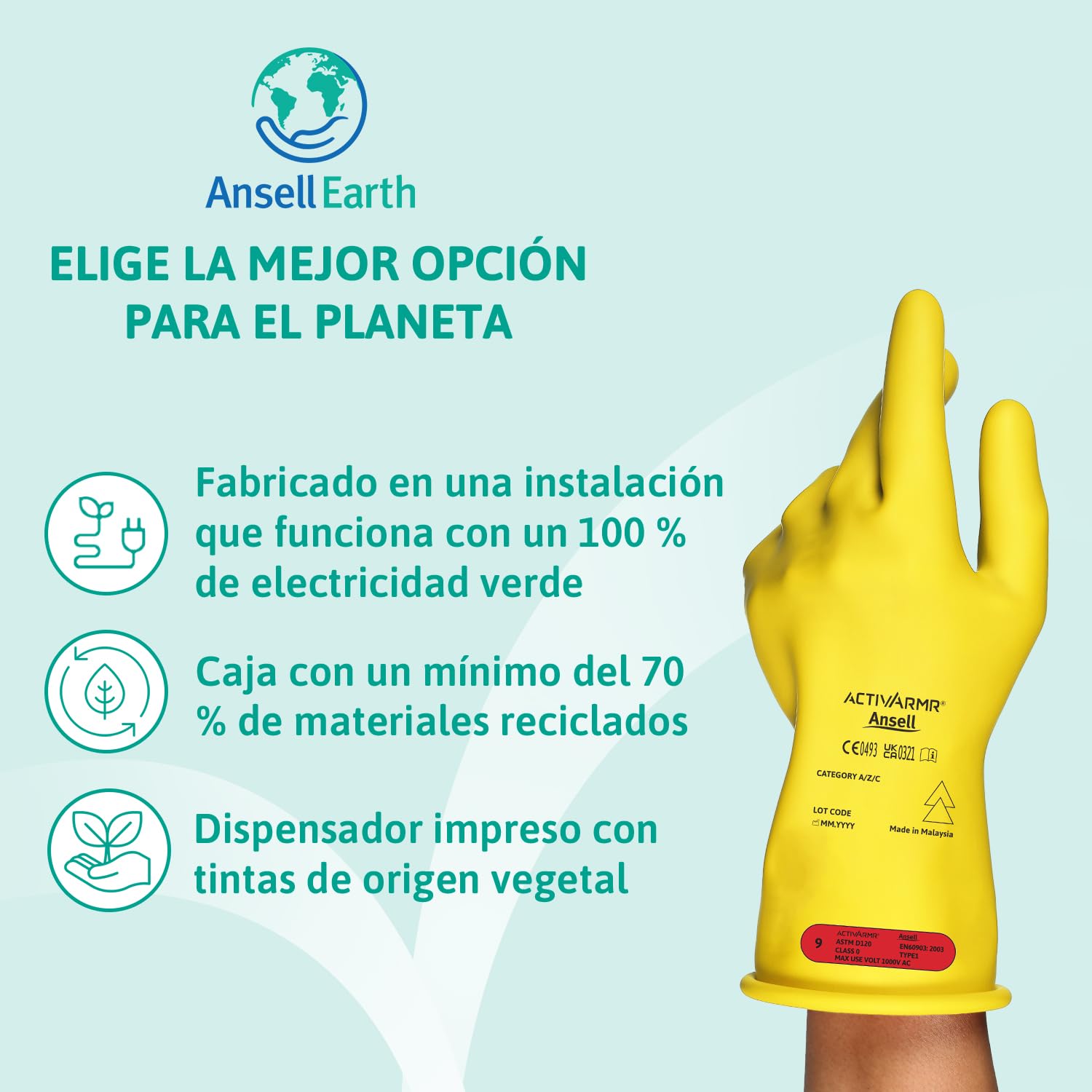 Ansell ActivArmr Guantes Aislantes Dieléctricos, Protección Eléctrica Class 0 (Tensión 1000V), Trabajos con Electricidad, Látex de Caucho Natural, 28cm, Amarillo, Talla XL (1 Par)