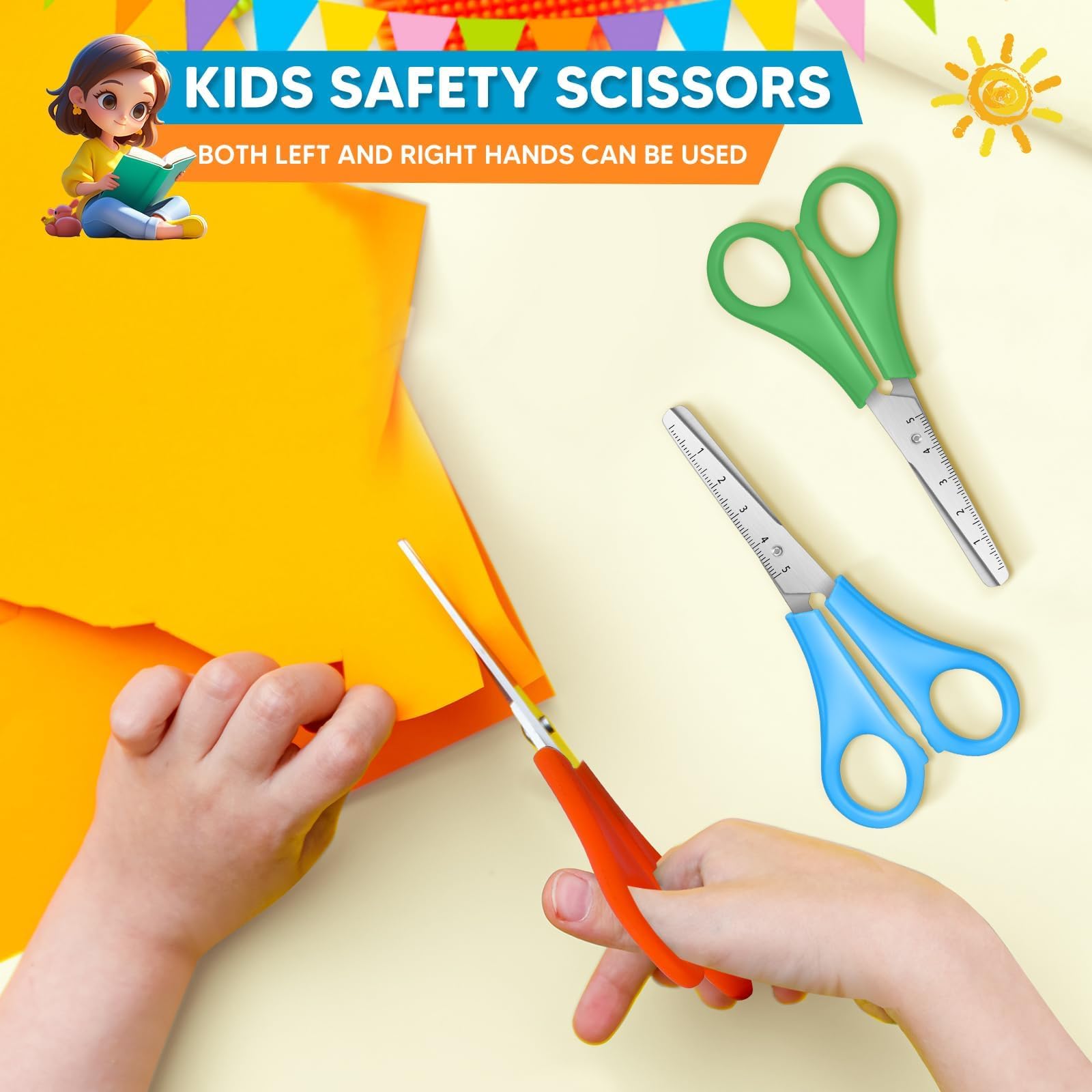 15 Piezas Tijeras de Seguridad para Niños, Escolares con Punta Redonda, para Zurdos y Corte de Papel en Color