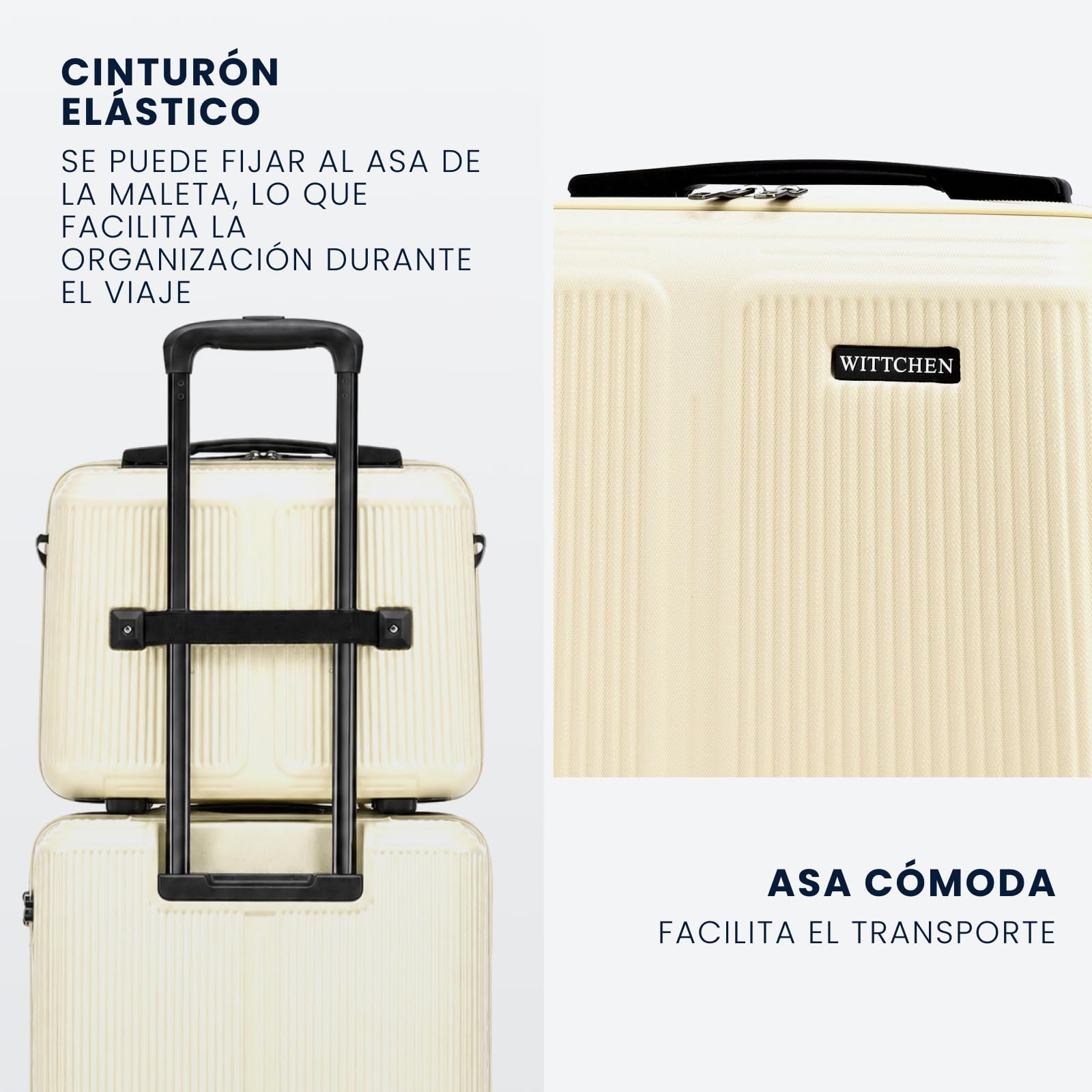WITTCHEN Stripes Line Neceser Estuche para cosméticos Neceser de Viaje Equipaje rígido ABS Asa cómoda Correa para Hombro Crema