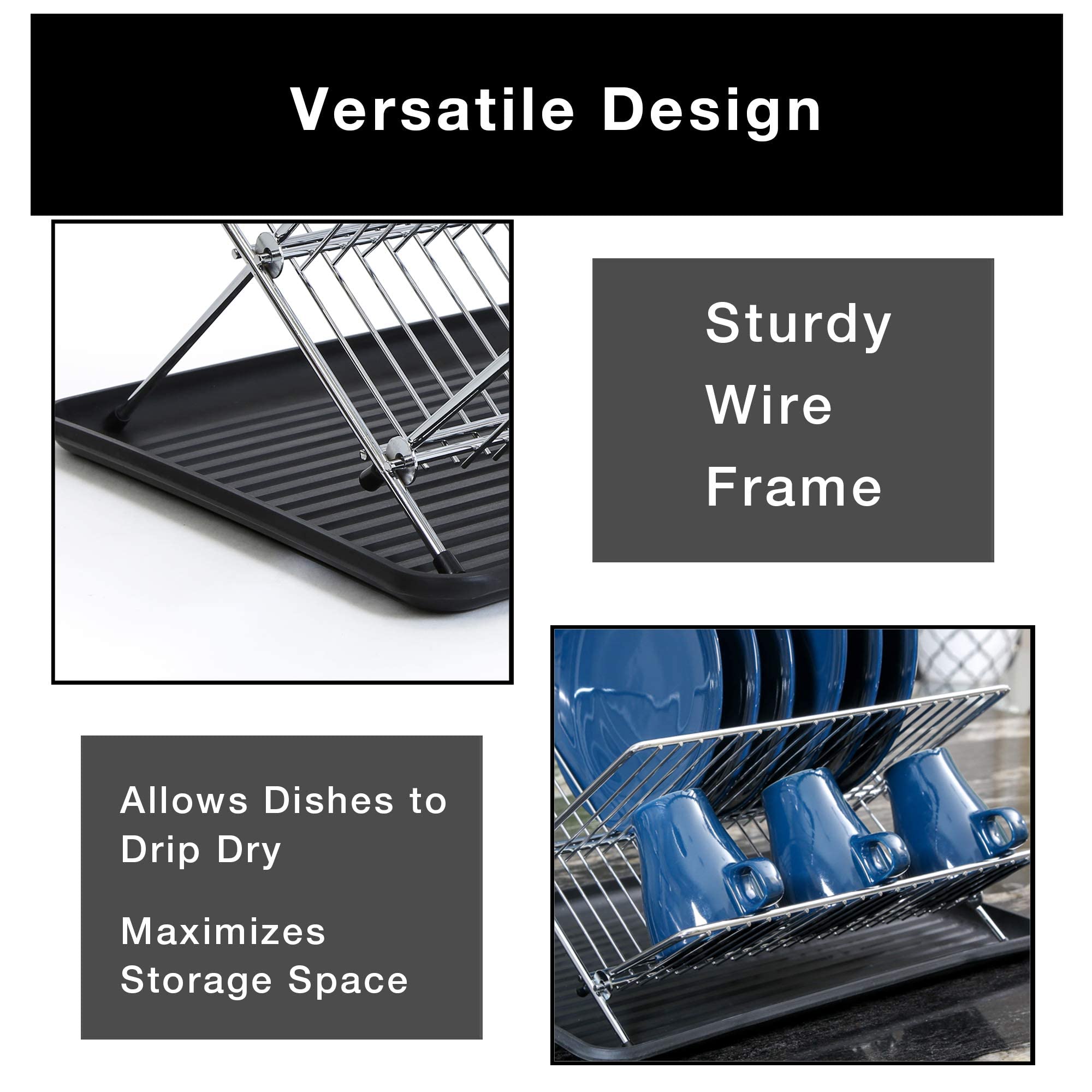 Buy AMERTEER Smart Design Dish Drainer Rack Steel Metal Wire Dish Rack Dish Drying Stand Dish