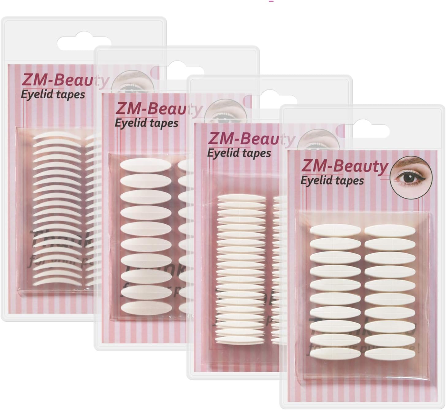 4 Pack/960Pcs Natural Invisible Single/Double Side Eyelid Tapes Stickers, Medical-use Fiber Eyelid Strips, Instant lift Eye Lid Without Surgery, Perfect for Hooded, Droopy, Uneven, Mono-eyelids