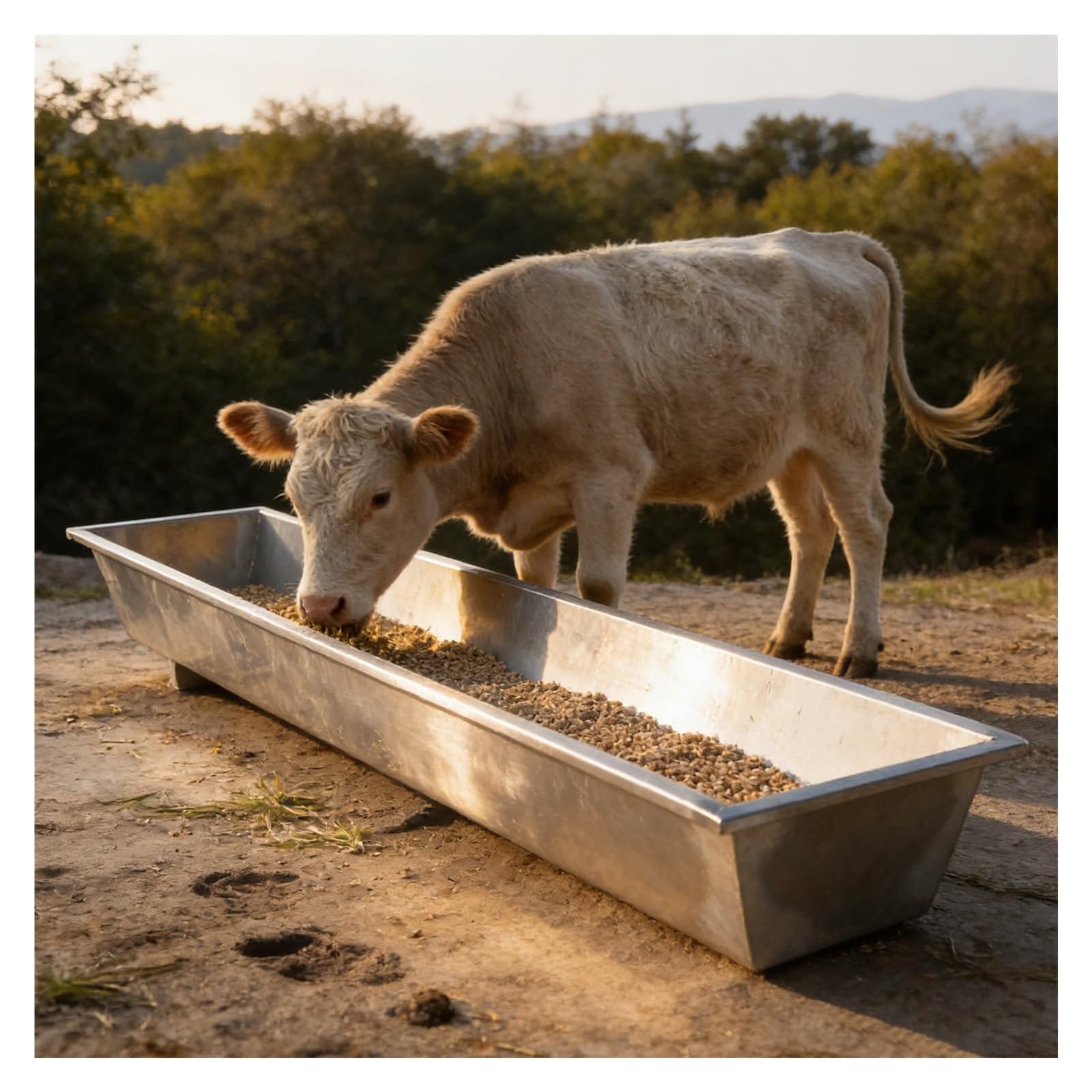 Mangiatoia, mangiatoia per Bestiame in Acciaio Inossidabile Resistente - Mangiatoia Facile da Pulire per maiali, capre, vitelli - Robusta, antiruggine, Ideale per Uso agricolo