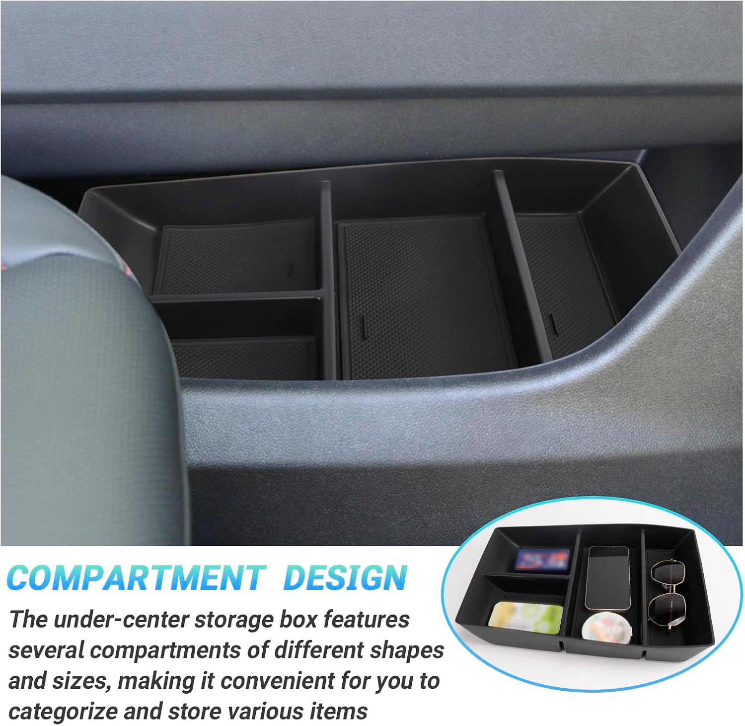Lower Center Console Organizer Tray Compatible with 2024 2025 2026 Chevy Traverse Interior Accessories, Armrest Bottom Tray Storage Box for Cell Phone and Vehicle Key