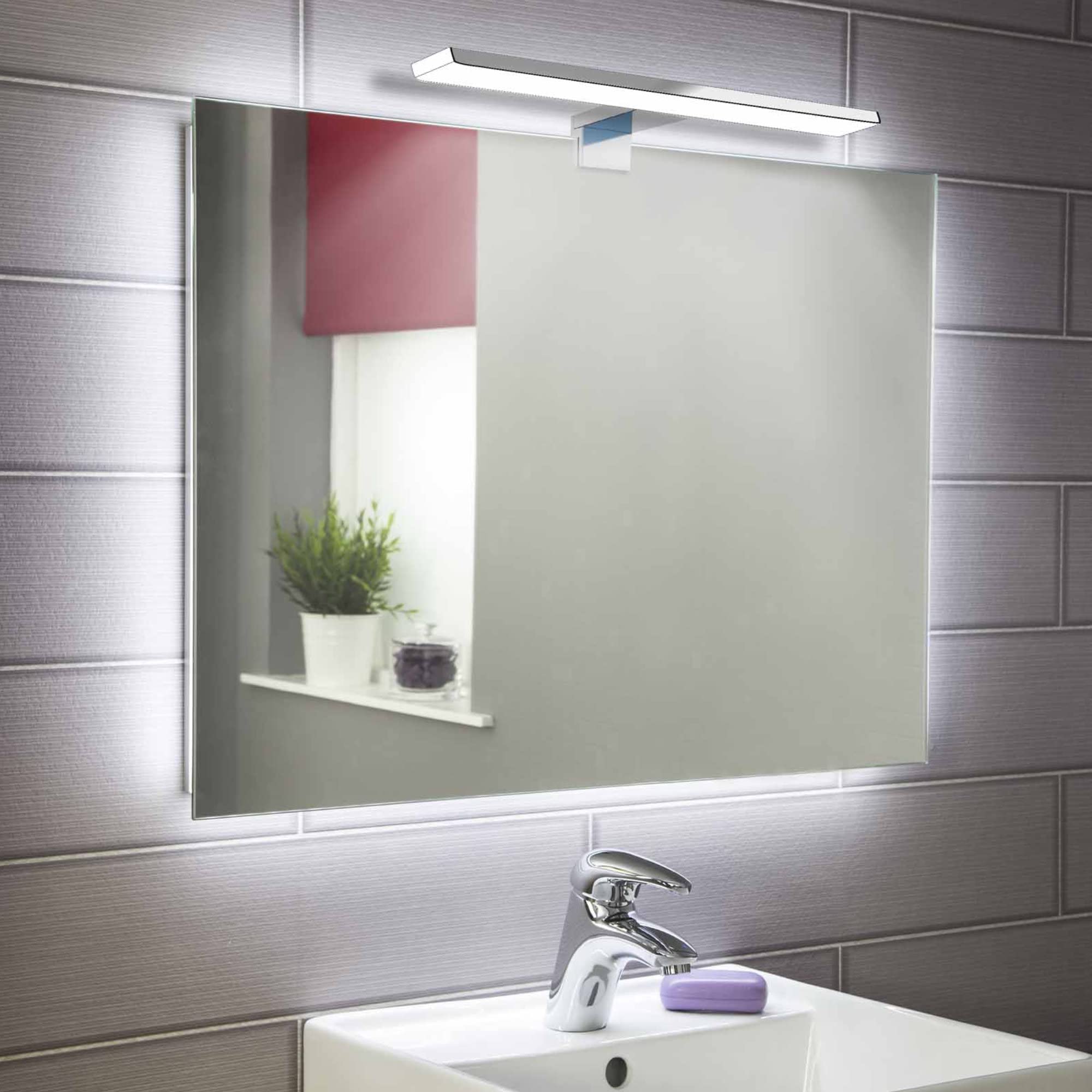 kalb | de terneros Aurinko LED Luz de baño Lámpara de baño Lámpara de espejo Lámpara de espejo Cromo 230V, 300mm - blanco cálido